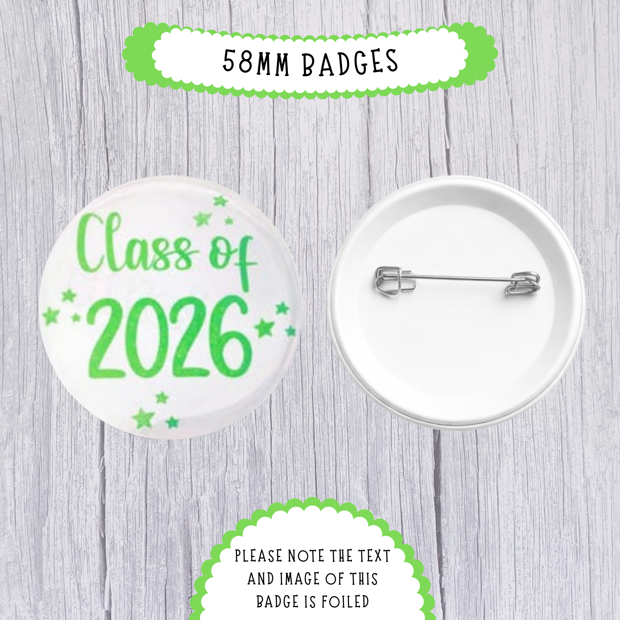 10 x 'Class of 2026' Foiled - 58mm Badges