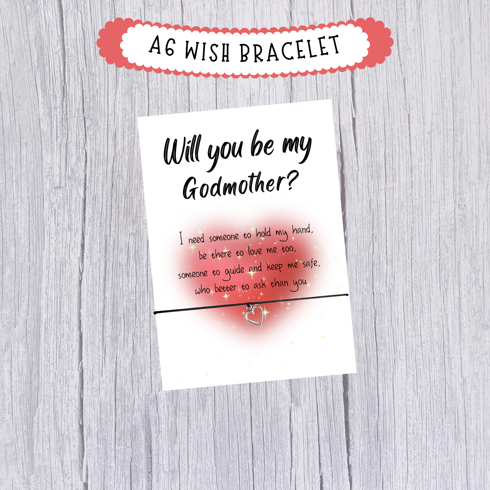10 x 'Will You Be My Godmother?' Wish Bracelets - A6
