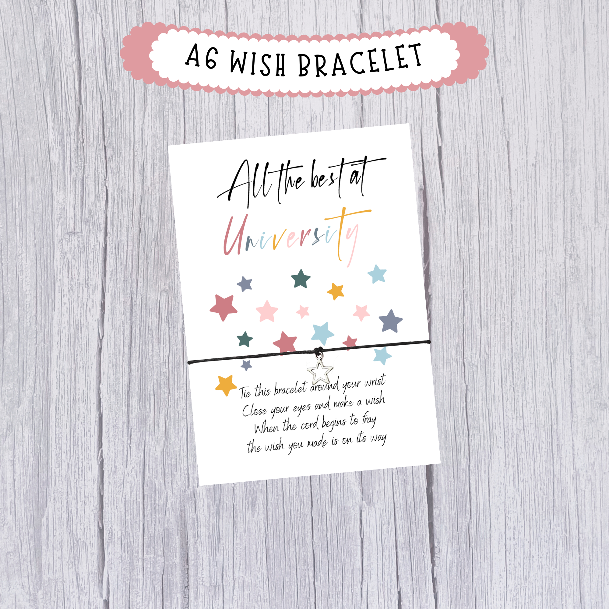10 x 'All The Best at University' Wish Bracelets - A6