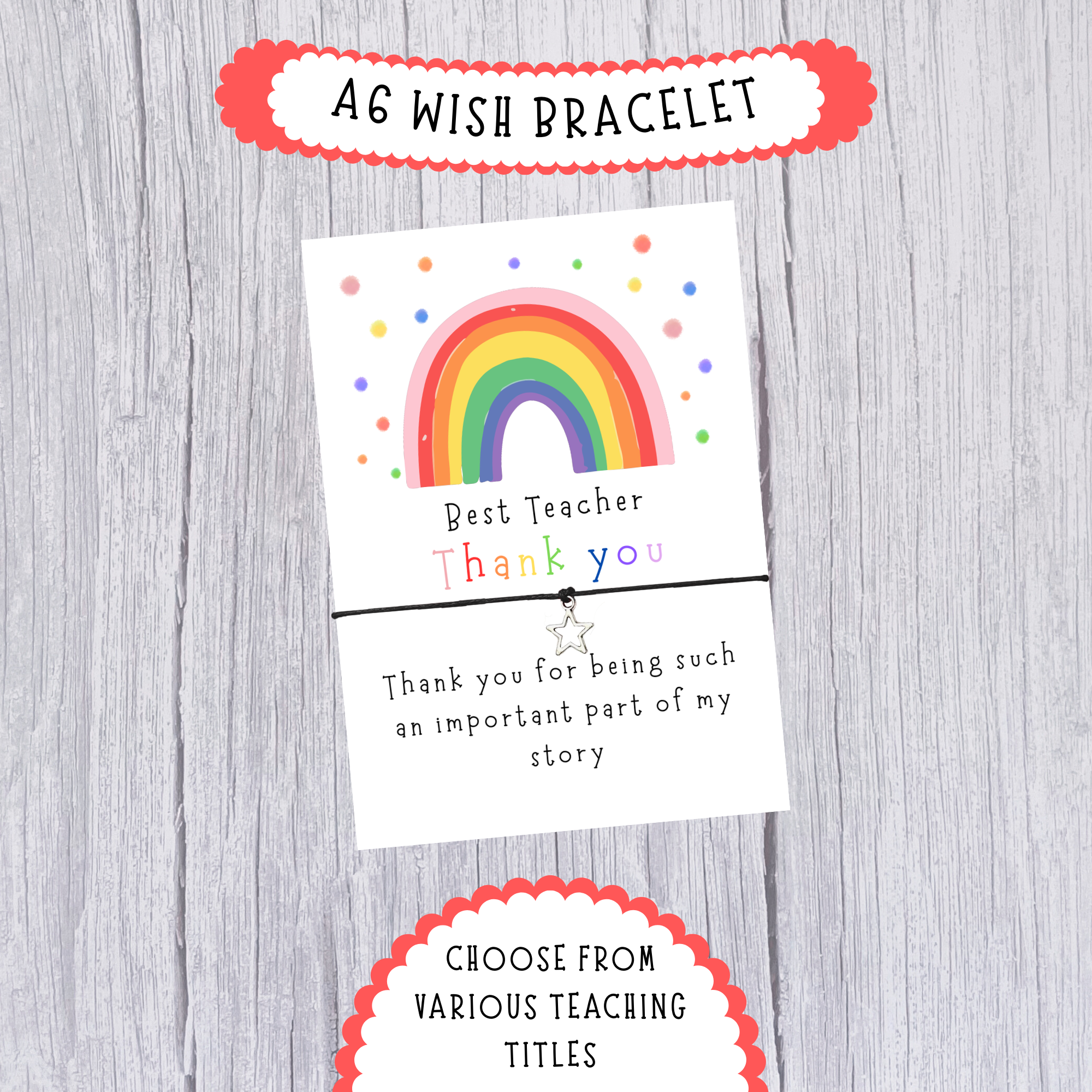 10 x 'Thank You - Teaching' Wish Bracelets - A6