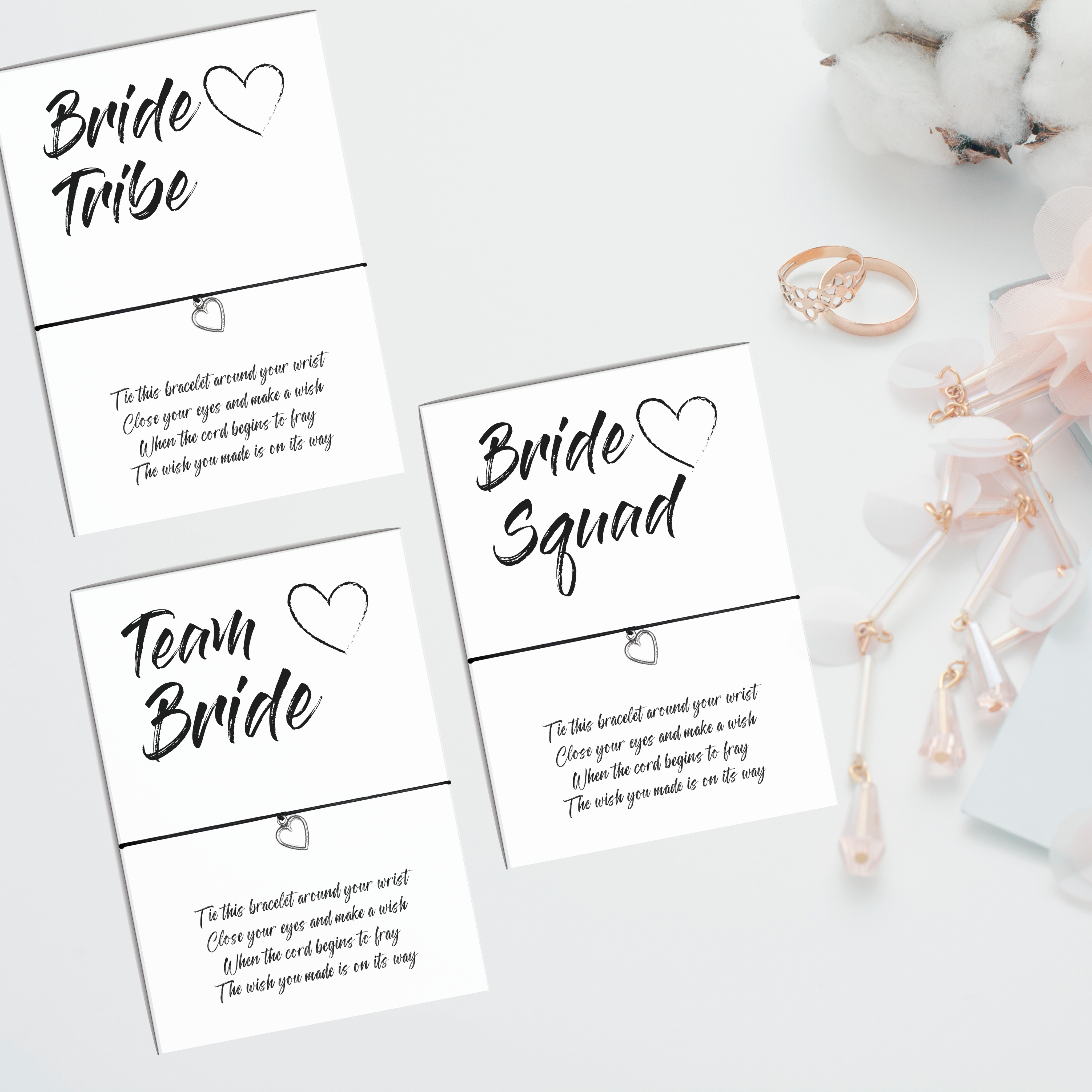 10 x 'Team Bride' - 'Bride Tribe' - 'Bride Squad' Wish Bracelets - A6