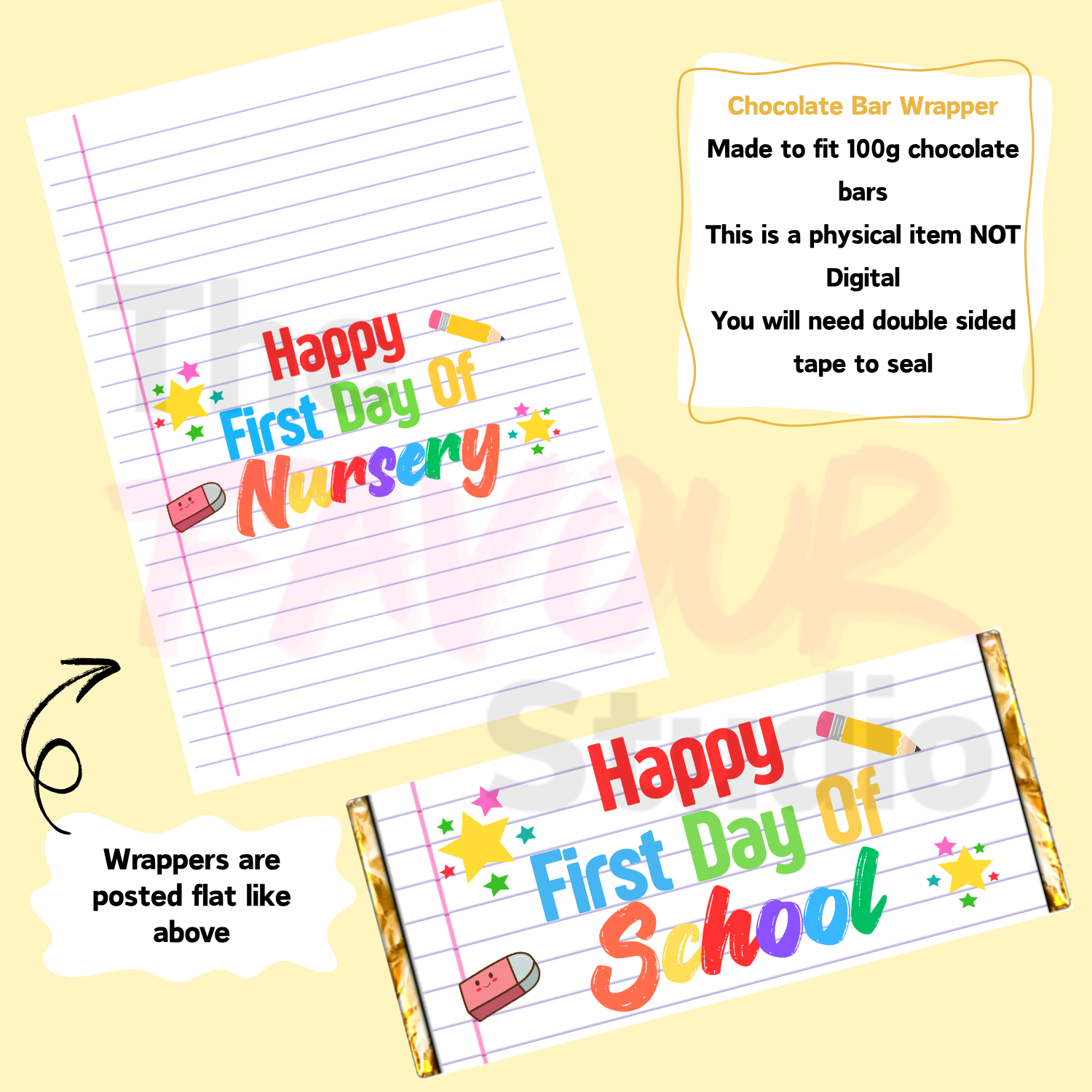 10 x 'Happy First Day' School / Nursery - Chocolate Wrapper