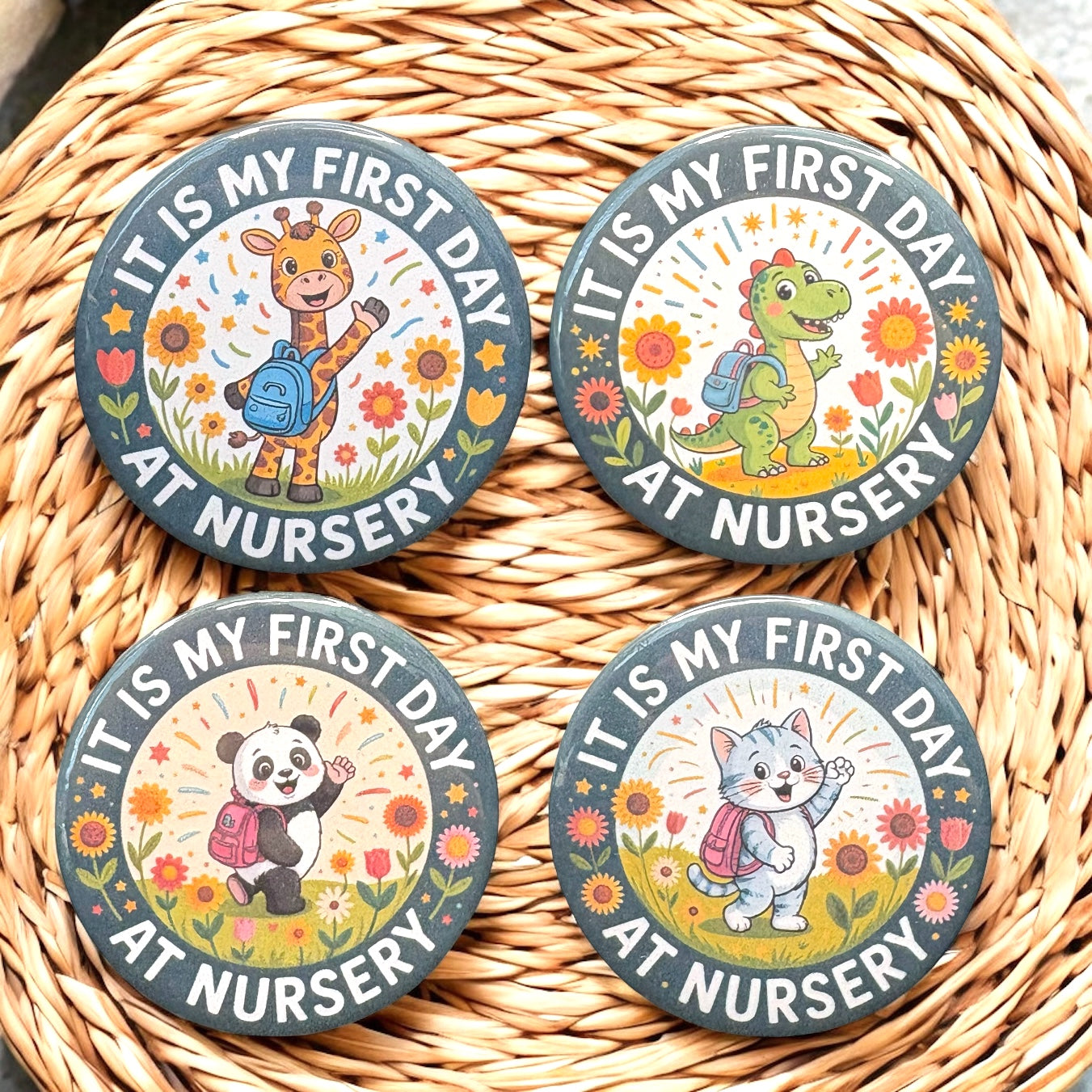 10 x It Is My First Day At Nursery Animal Badges - Badge ONLY