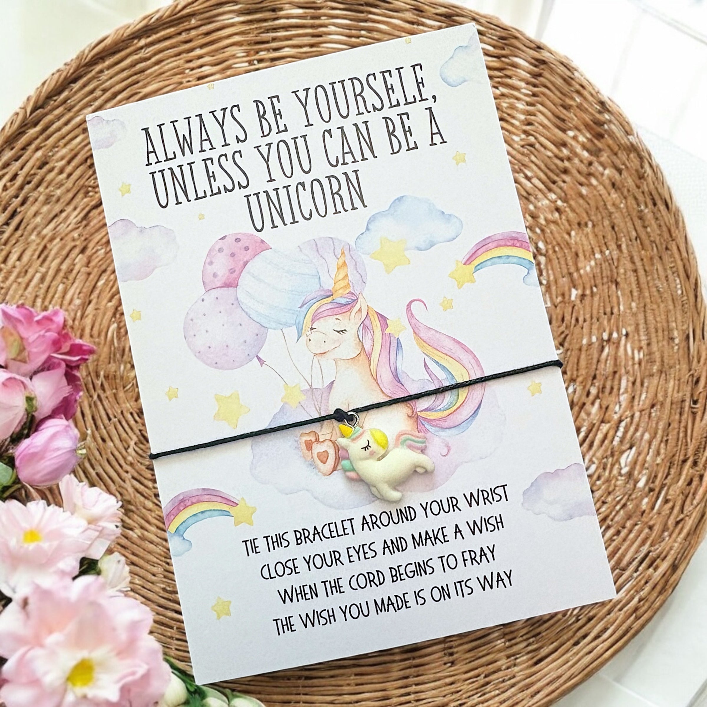 10 x 'Always be yourself - Unicorn ' Wish Bracelets - A6