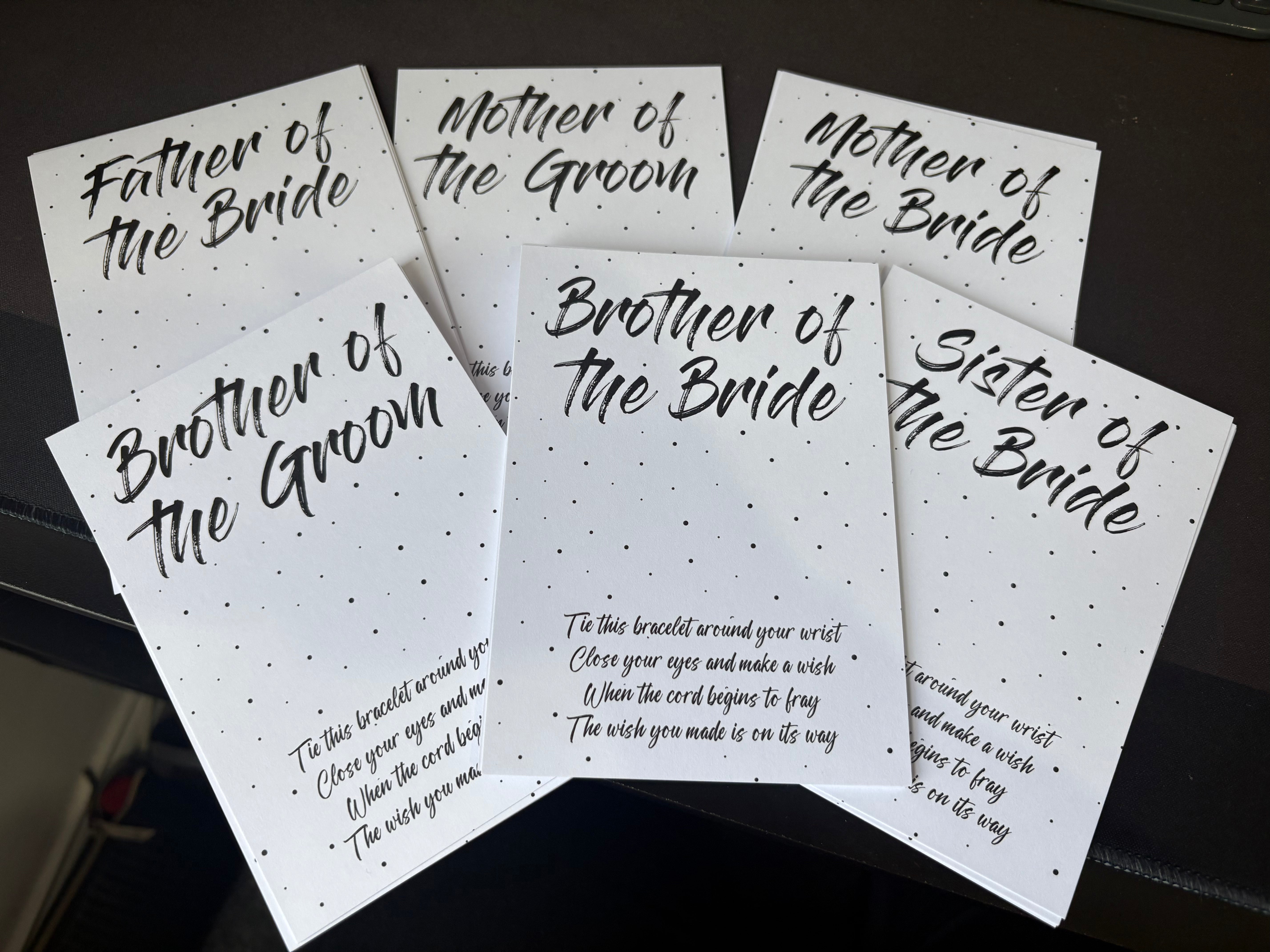 35 x A6 Wedding Mix (Of The) - BACKING CARD ONLY