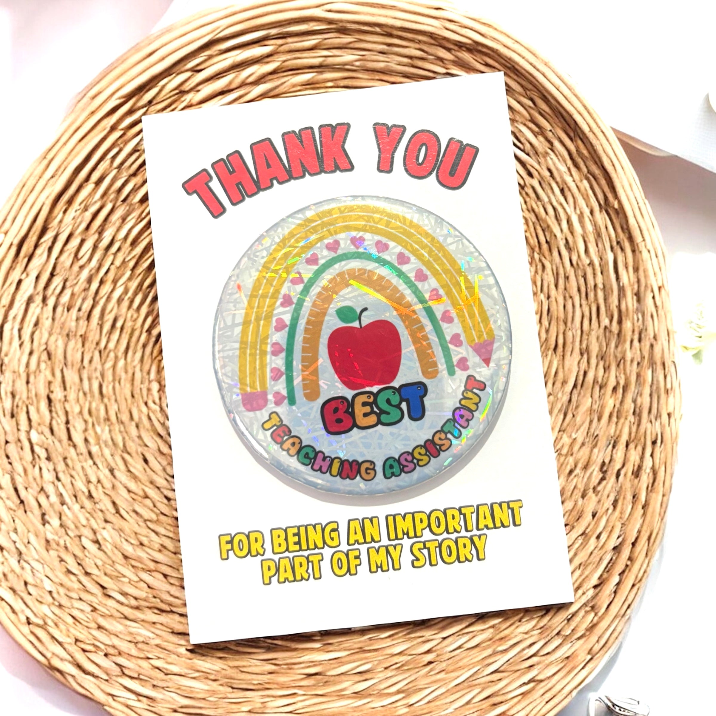 10 x 'Thank you' - Best Teaching Badges - 58mm Badges - A7