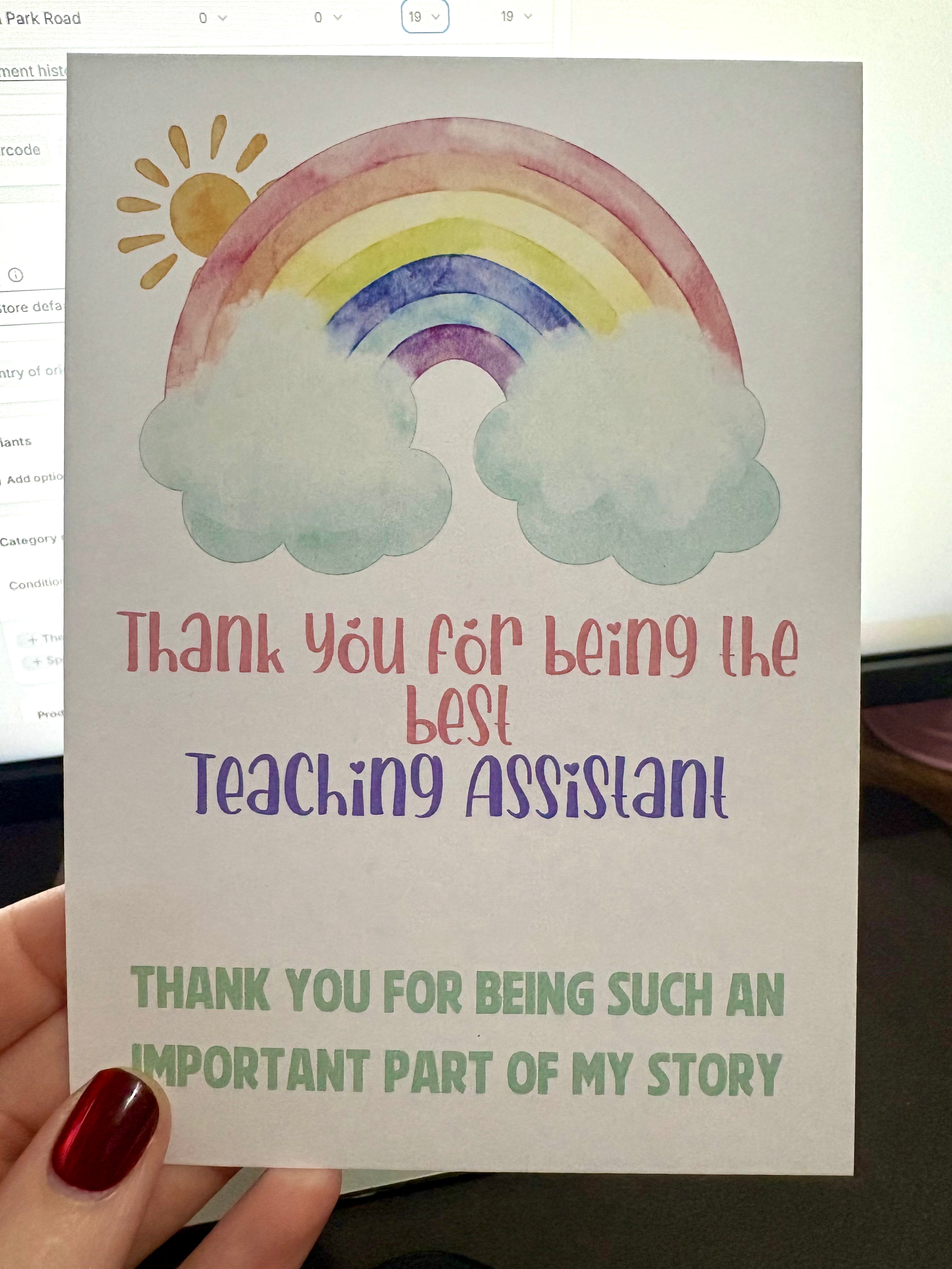 A6 The Best Teaching Assistant - BACKING CARD ONLY
