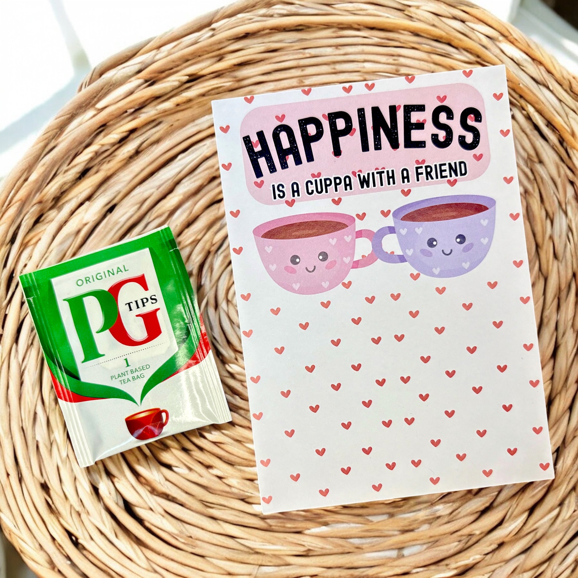 10 x 'Happiness - Cuppa With A Friend' - Tea Bag - A6