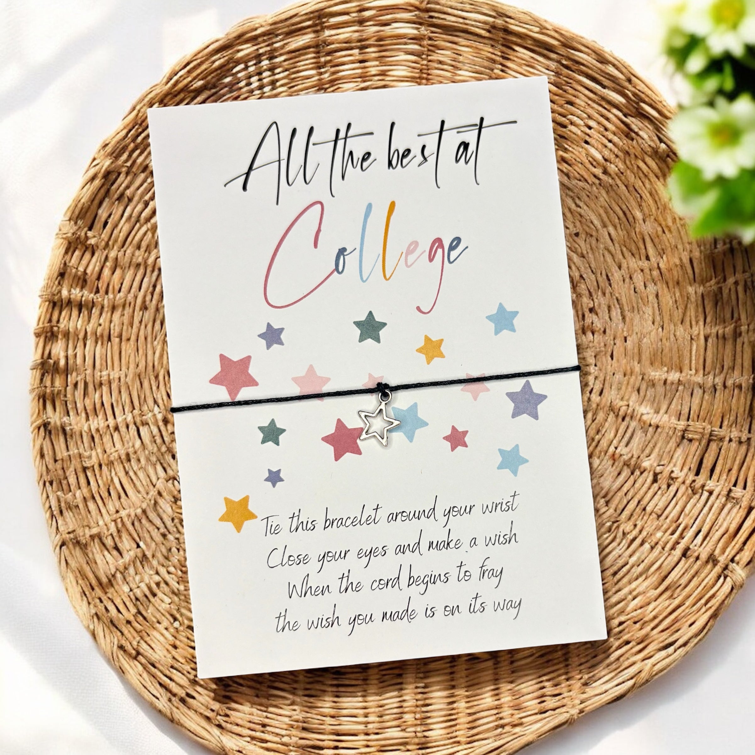 10 x 'All The Best at College' - Bracelets - Star Charm - A6