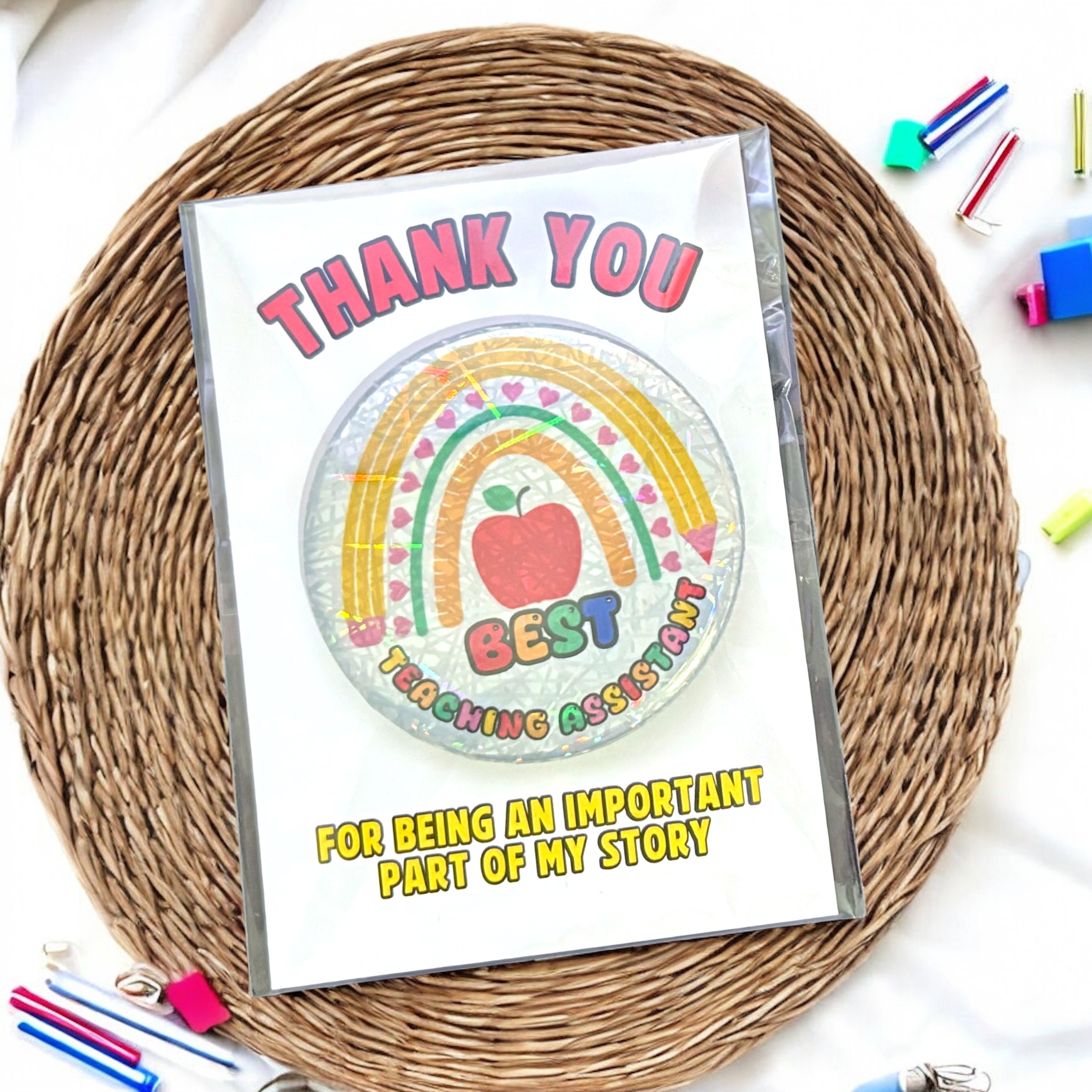 10 x 'Thank you' - Best Teaching Badges - 58mm Badges - A7