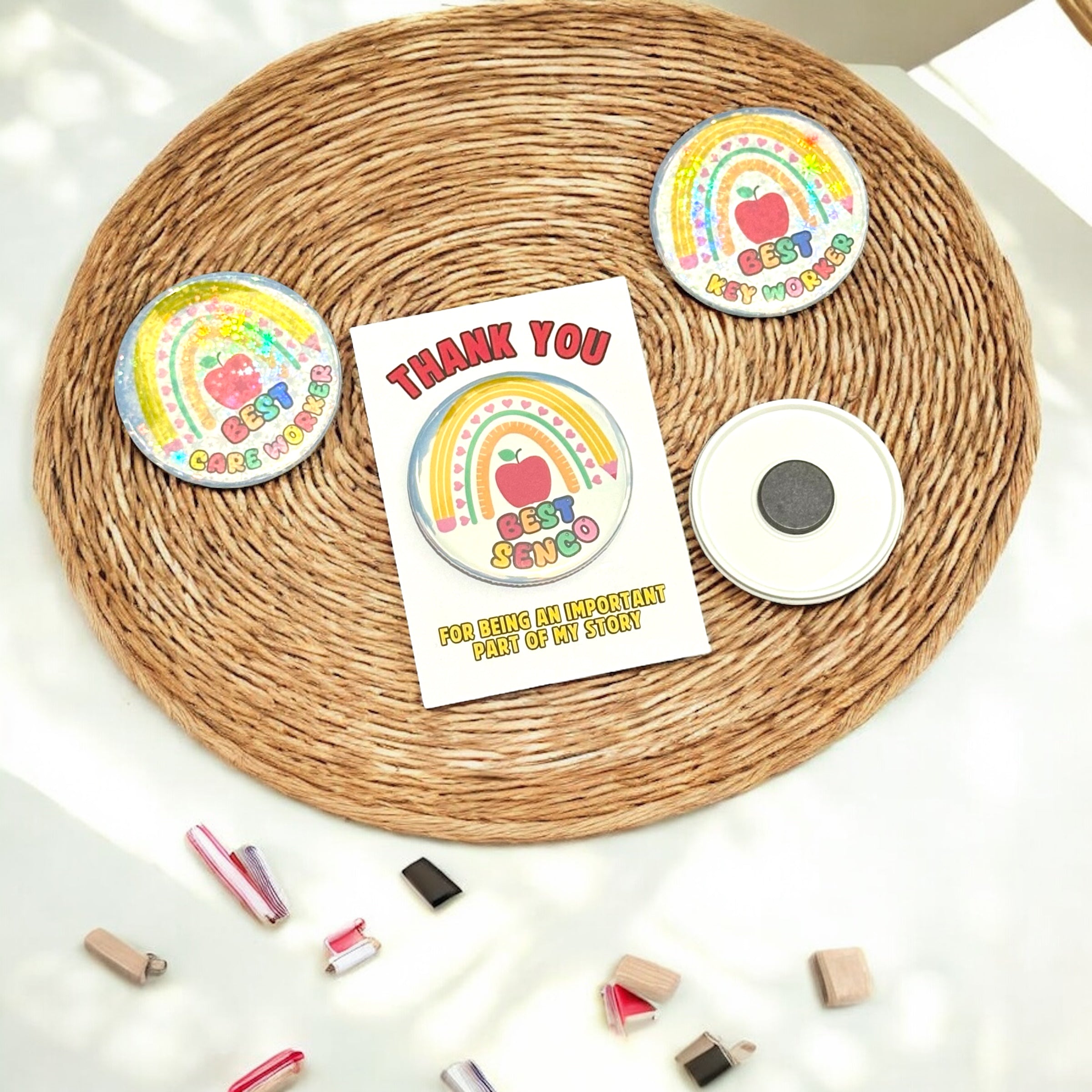 10 x 'Thank you' - Best Teaching Magnets - 58mm Magnets - A7