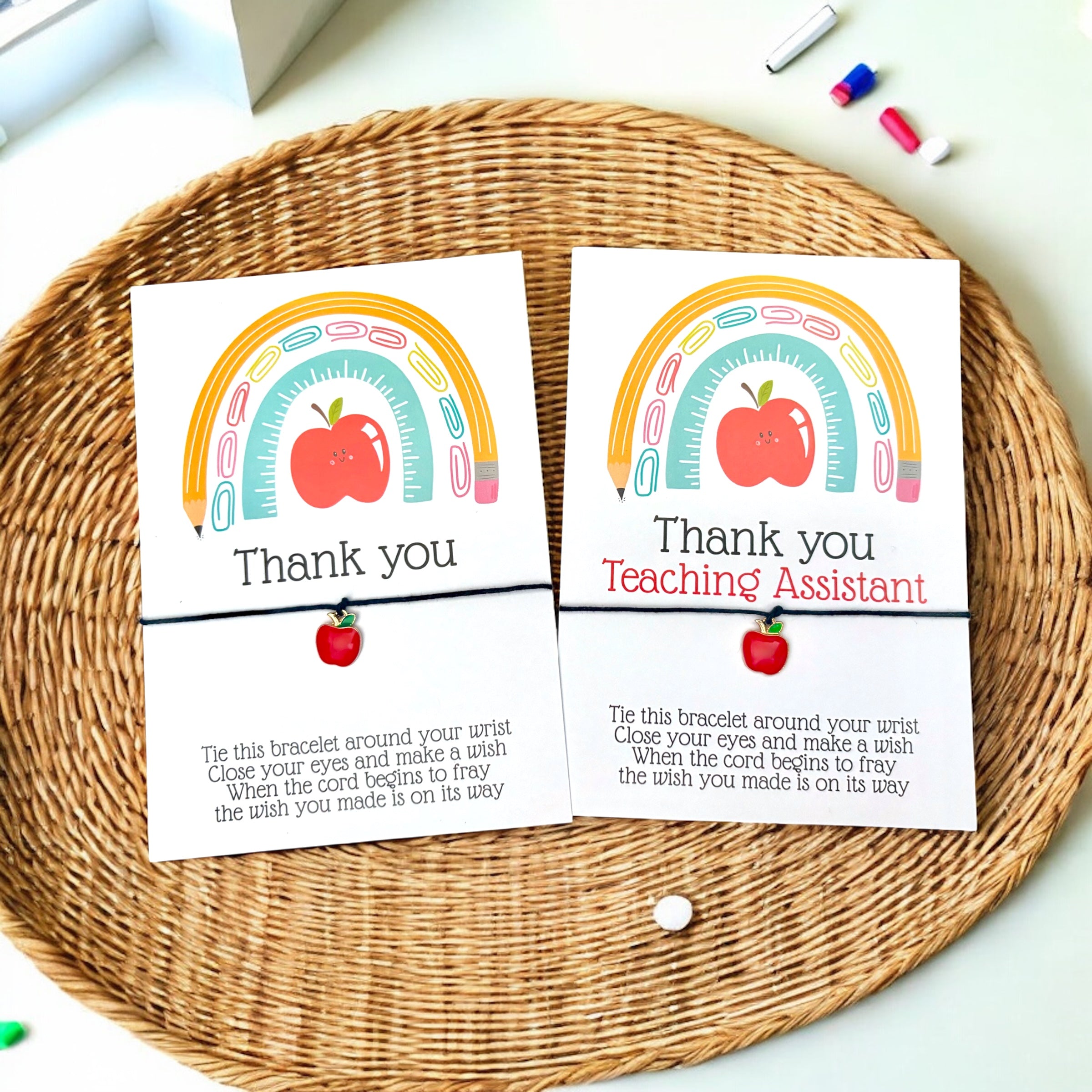 10 x 'Thank you' - Teaching - Bracelets - Apple Charm - A6