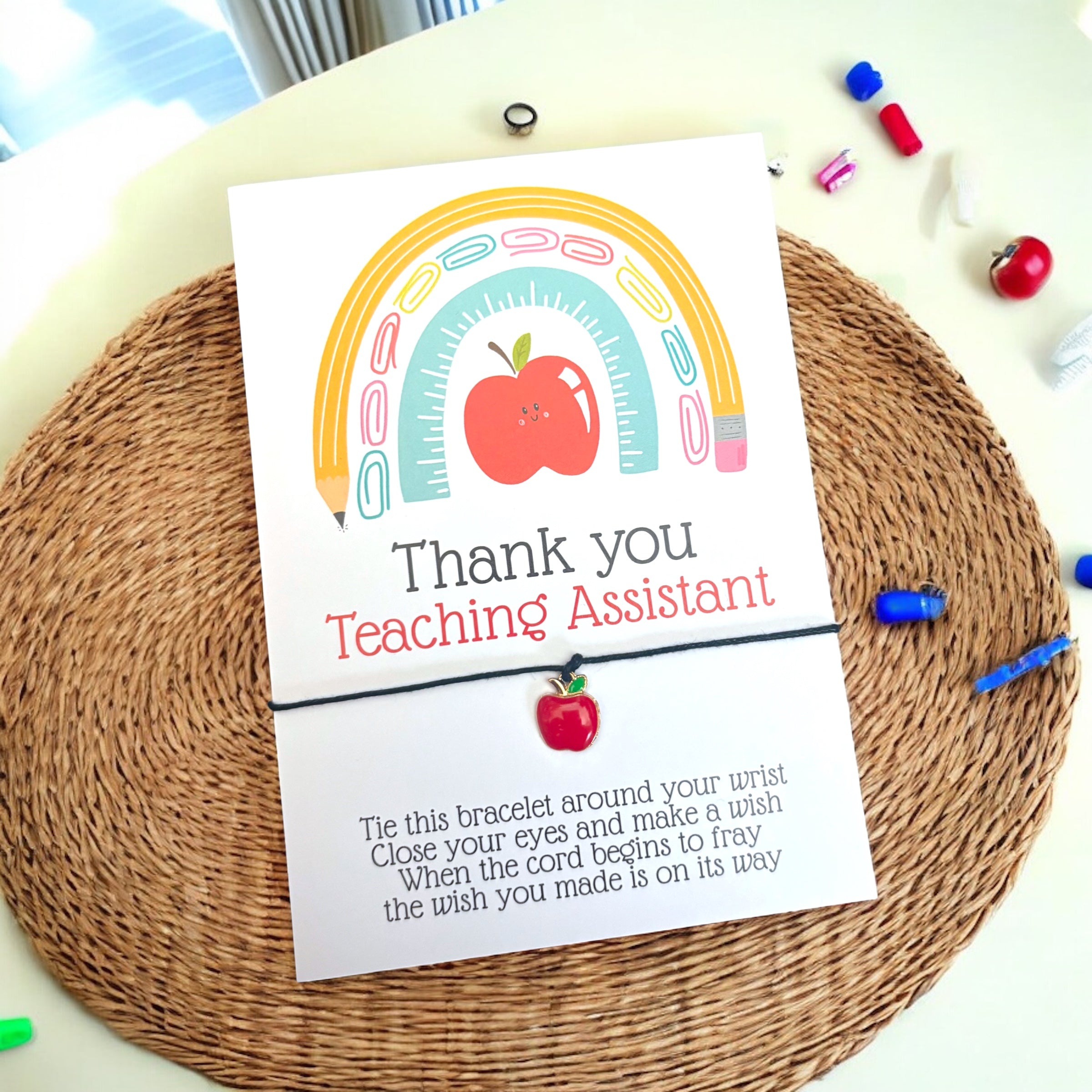 10 x 'Thank you' - Teaching - Bracelets - Apple Charm - A6