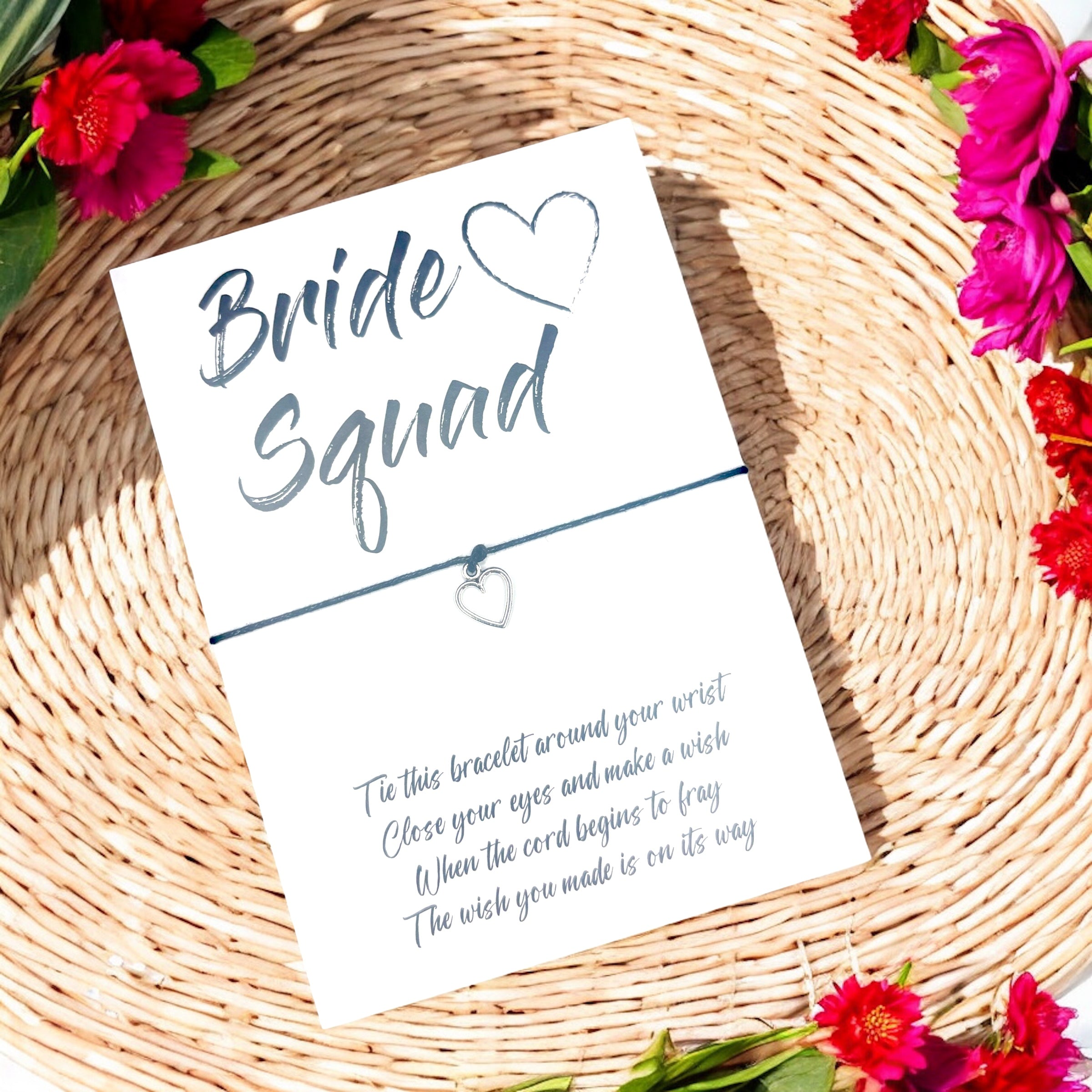 10 x Team Bride - Bride Tribe - Bride Squad - Bracelets - Heart Charms - A6