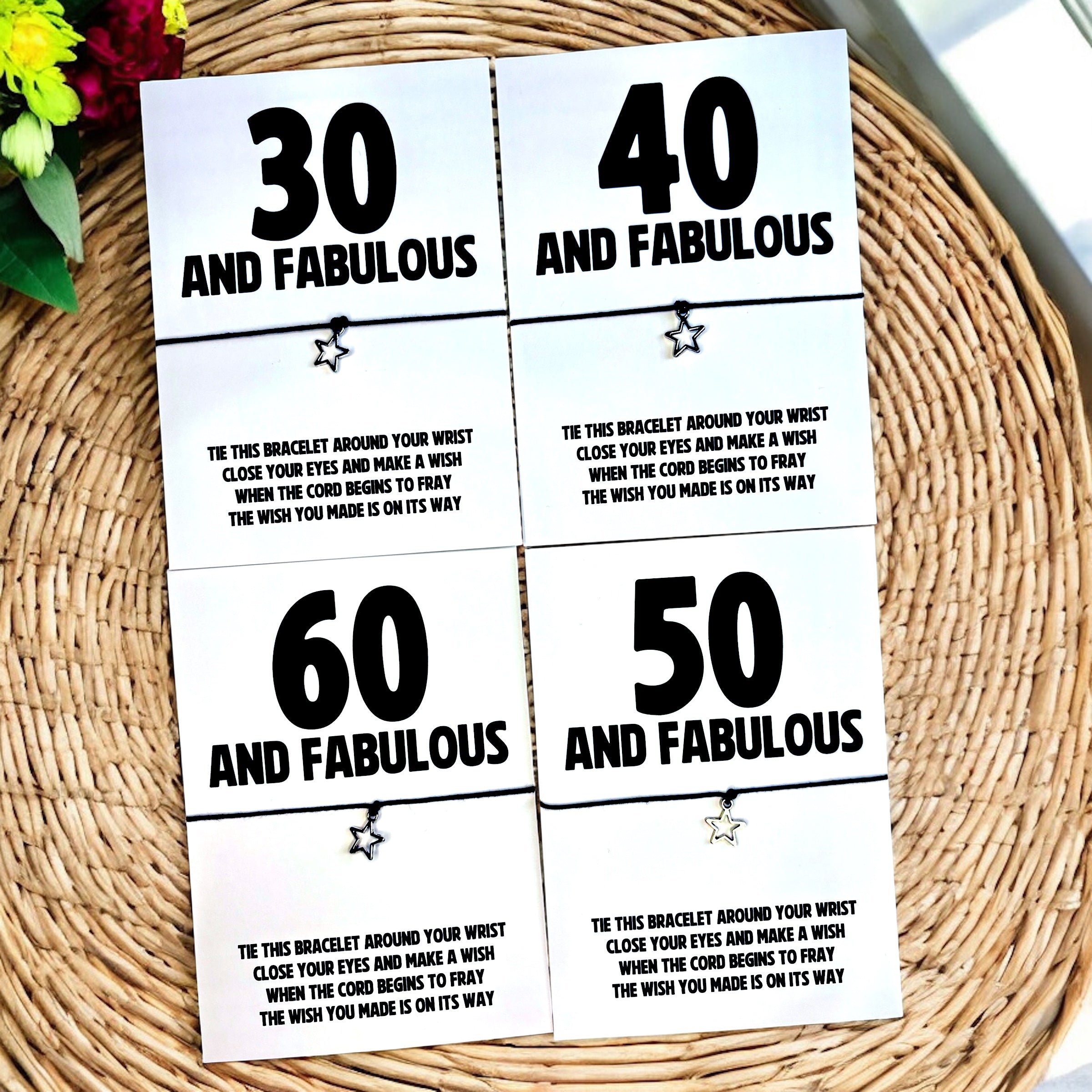 10 x '30, 40, 50, 60' and Fabulous' Birthday Bracelets A6