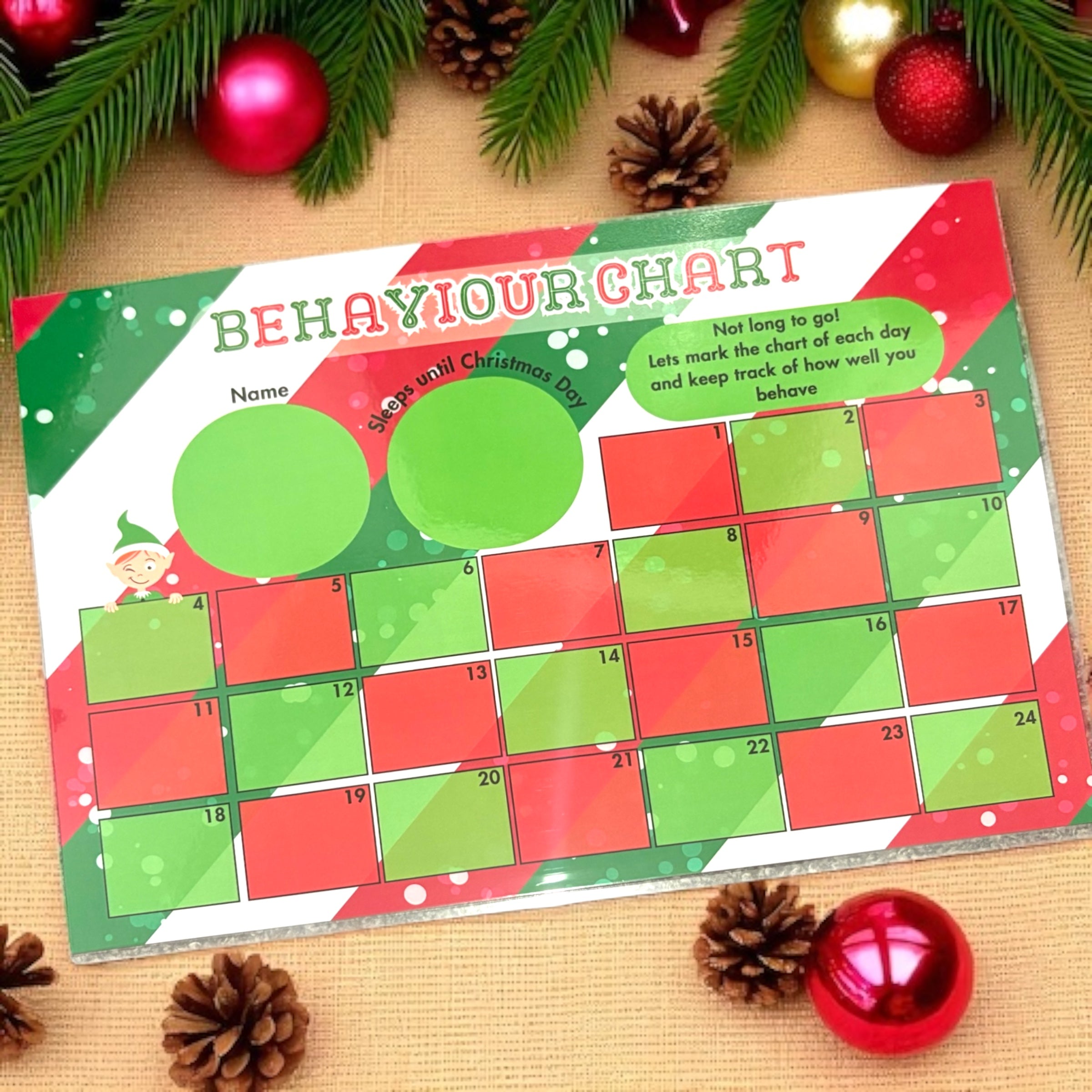 10 x Elf Behaviour Charts Laminated - A4