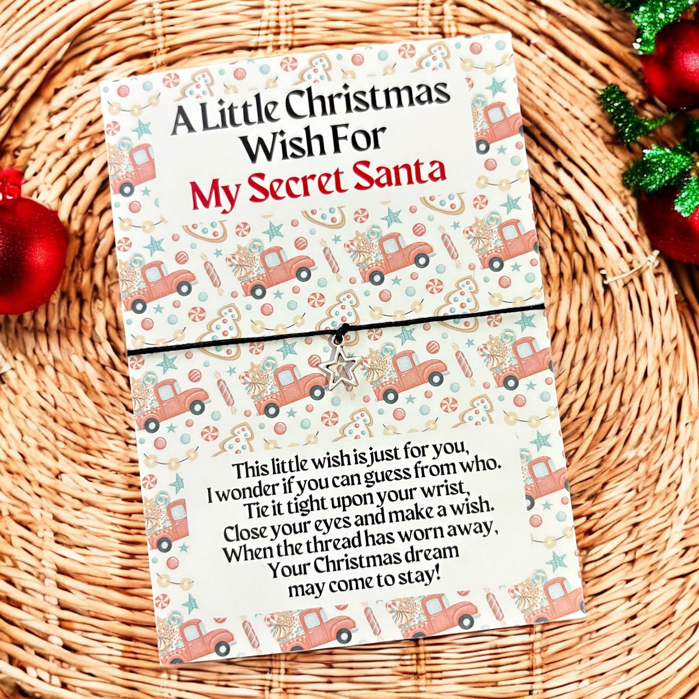 10 x 'A Little Wish For My Secret Santa' Bracelets - A6