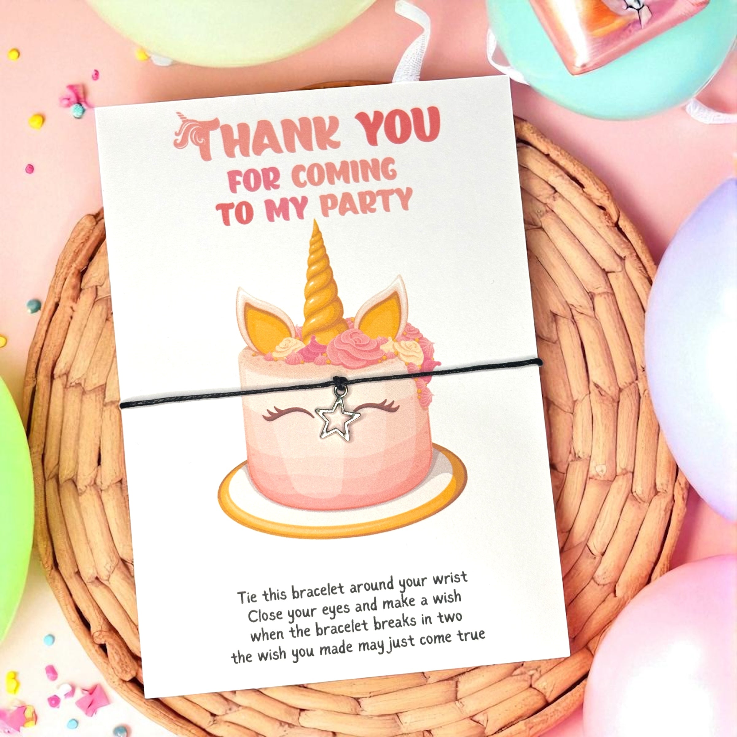 10 x 'Thank You For Coming To My Party' Bracelets - A6