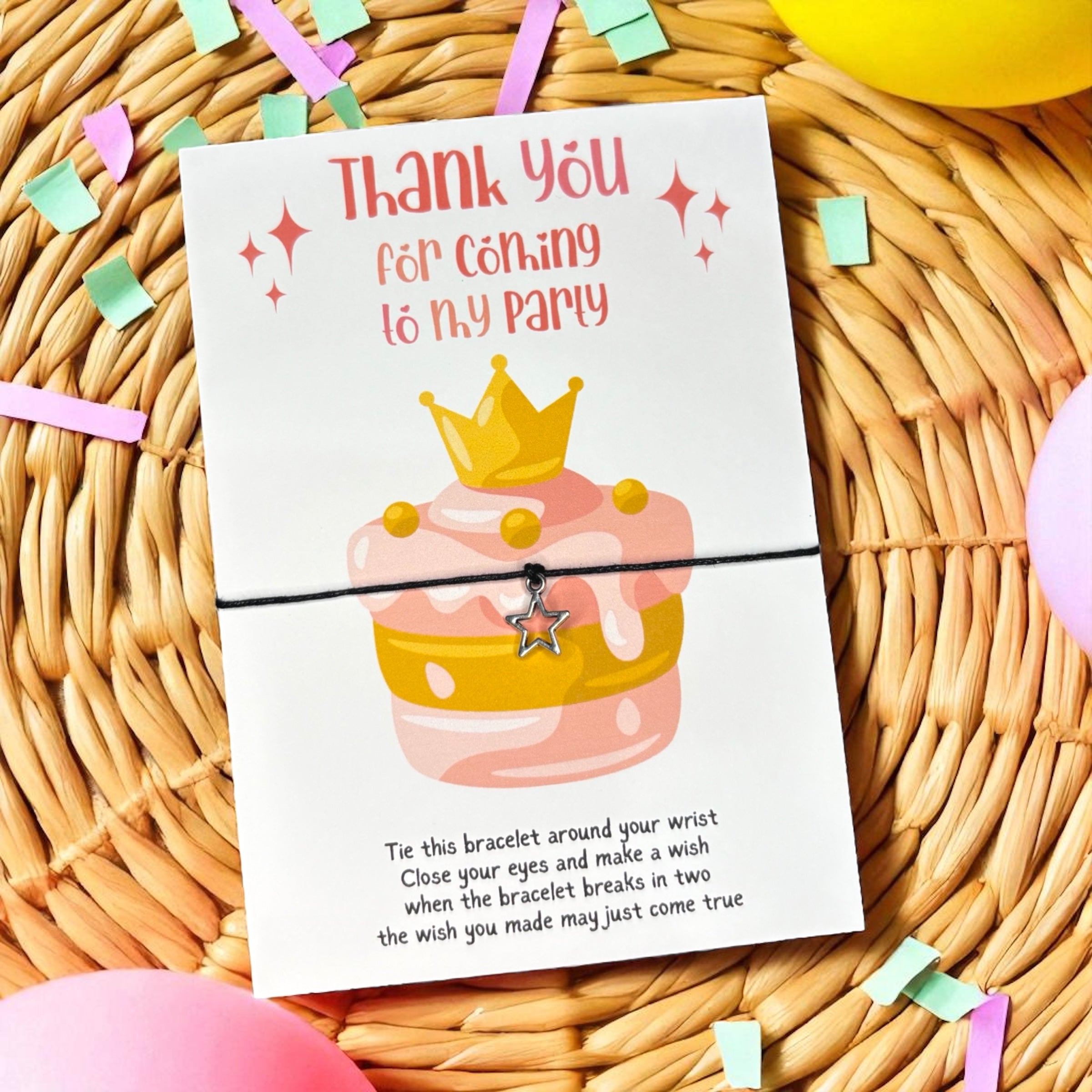 10 x 'Thank You For Coming To My Party' Bracelets - A6