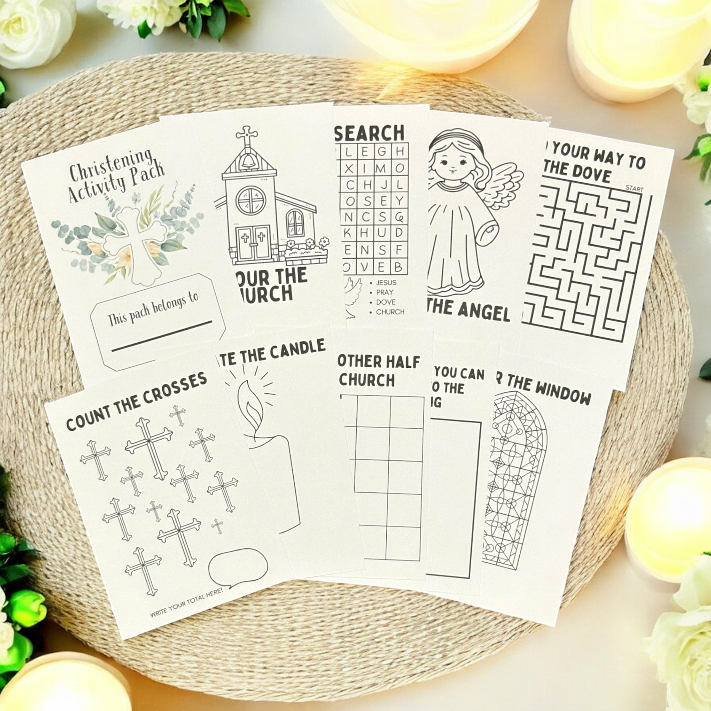 10 x A6 Christening Activity Pack (Binded)