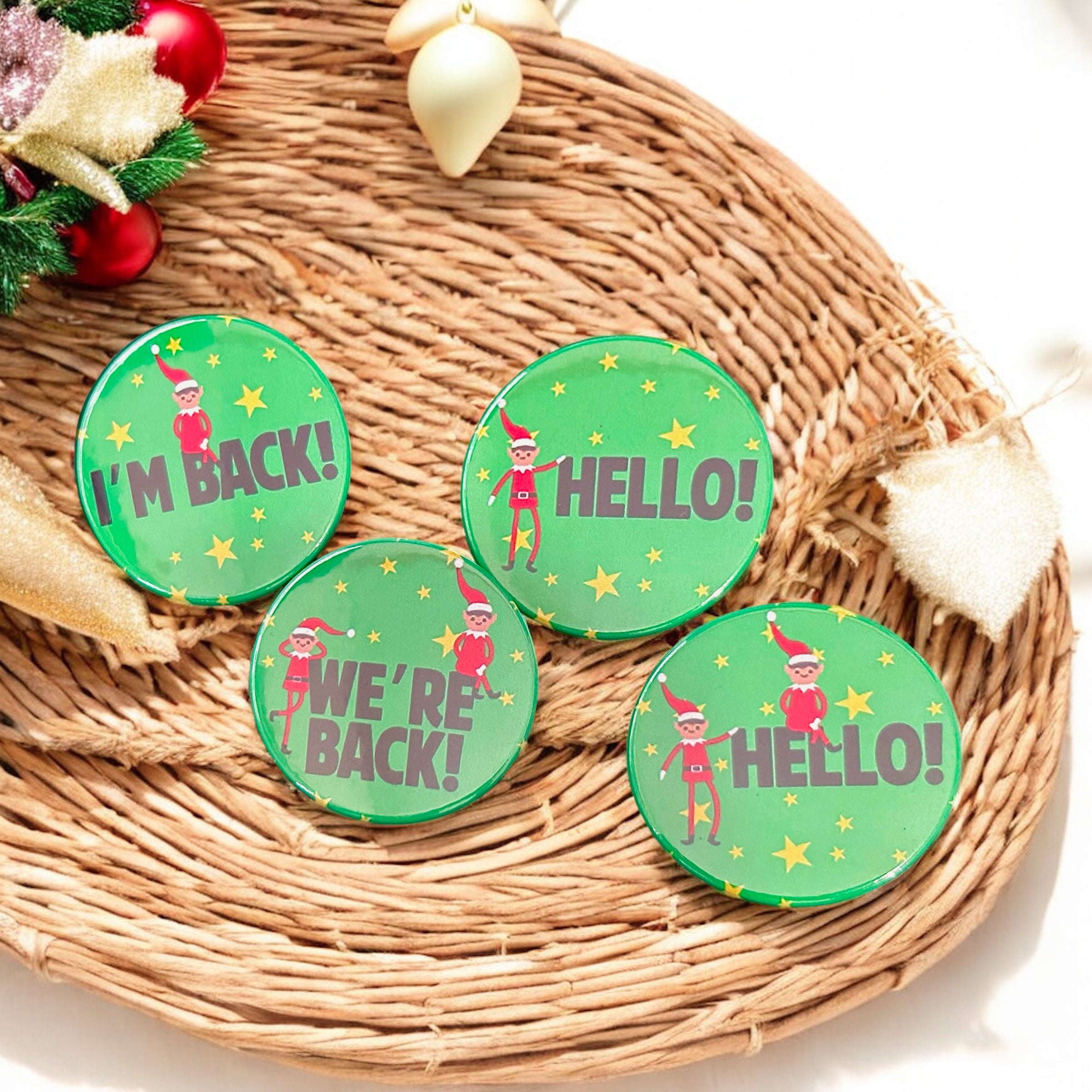 10 x 'Elf Arrival/Return' Badges - 38mm Badges