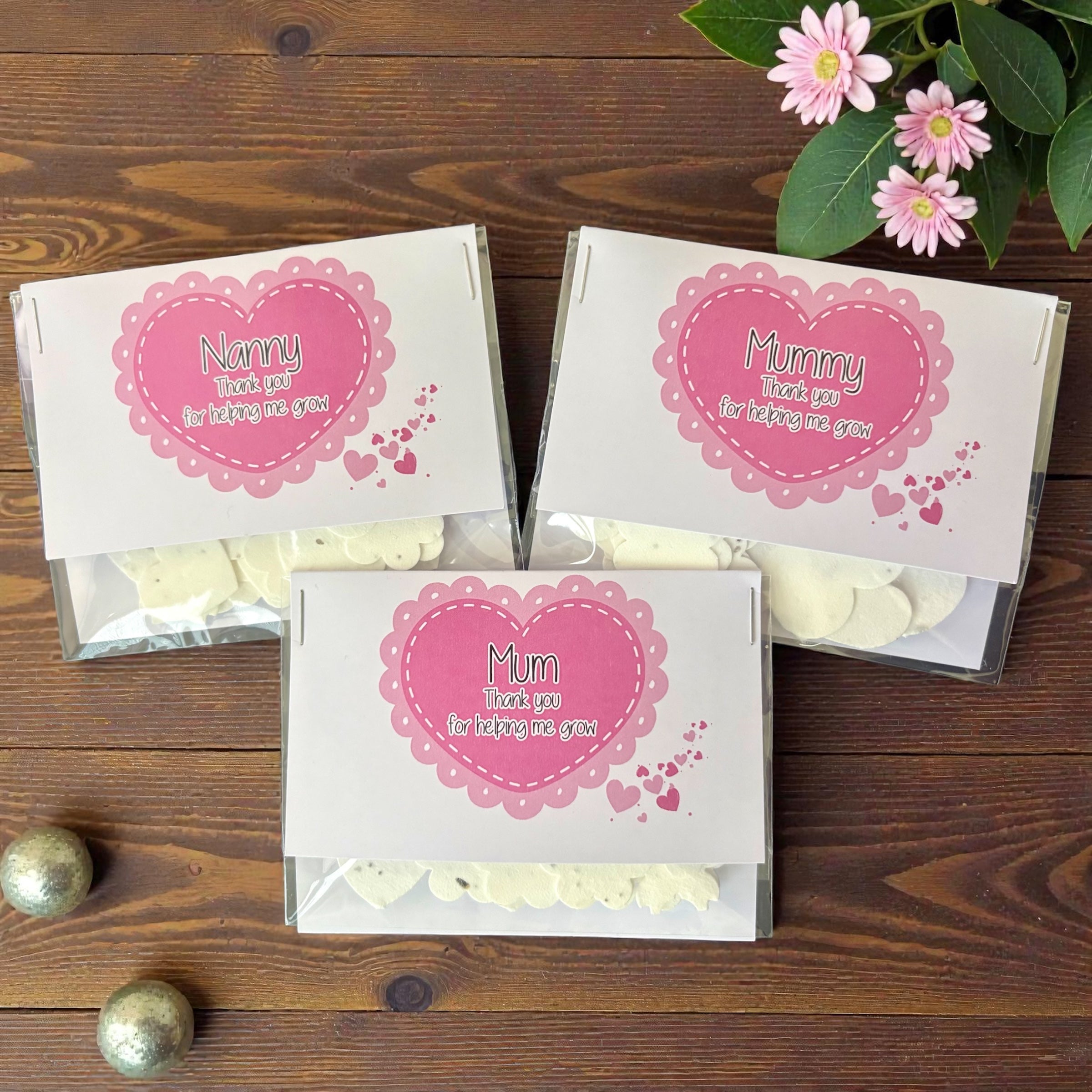 5 x Plantable Gift - Mum, Nanny, Mom etc - 'Thank you for helping me grow'