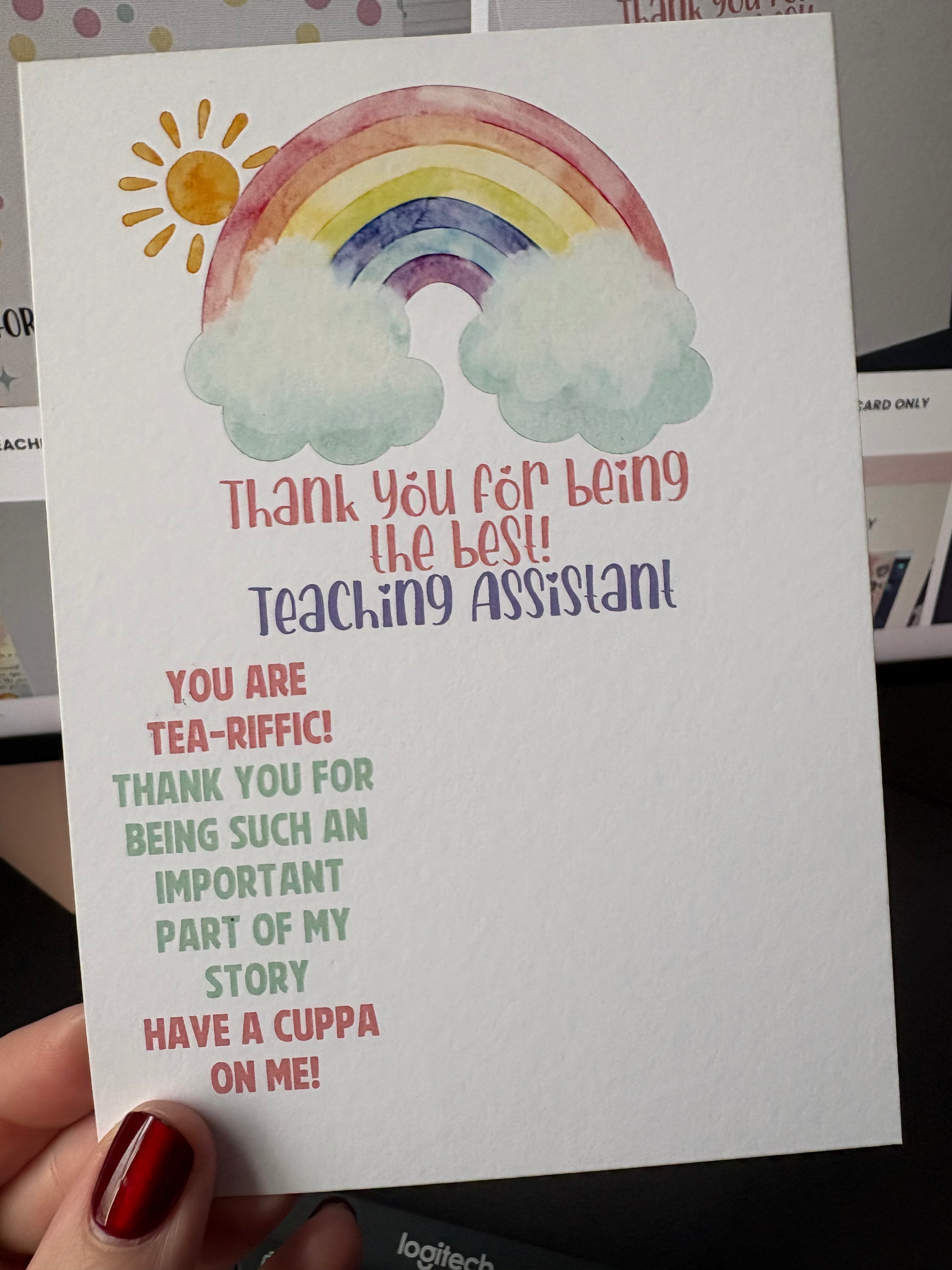 A6 TEA Best Teaching Assistant - BACKING CARD ONLY