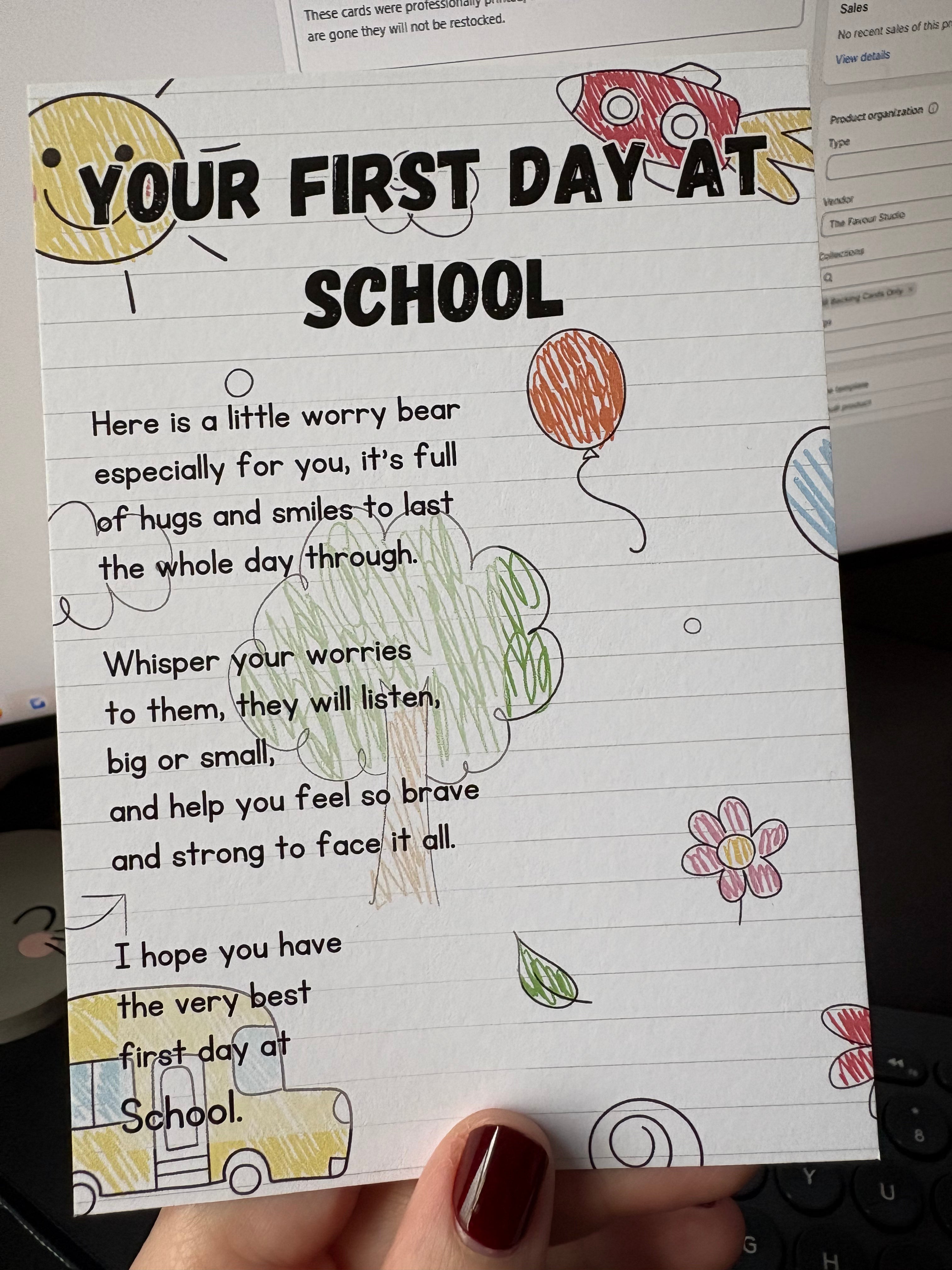 A6 First Day At School - BACKING CARD ONLY