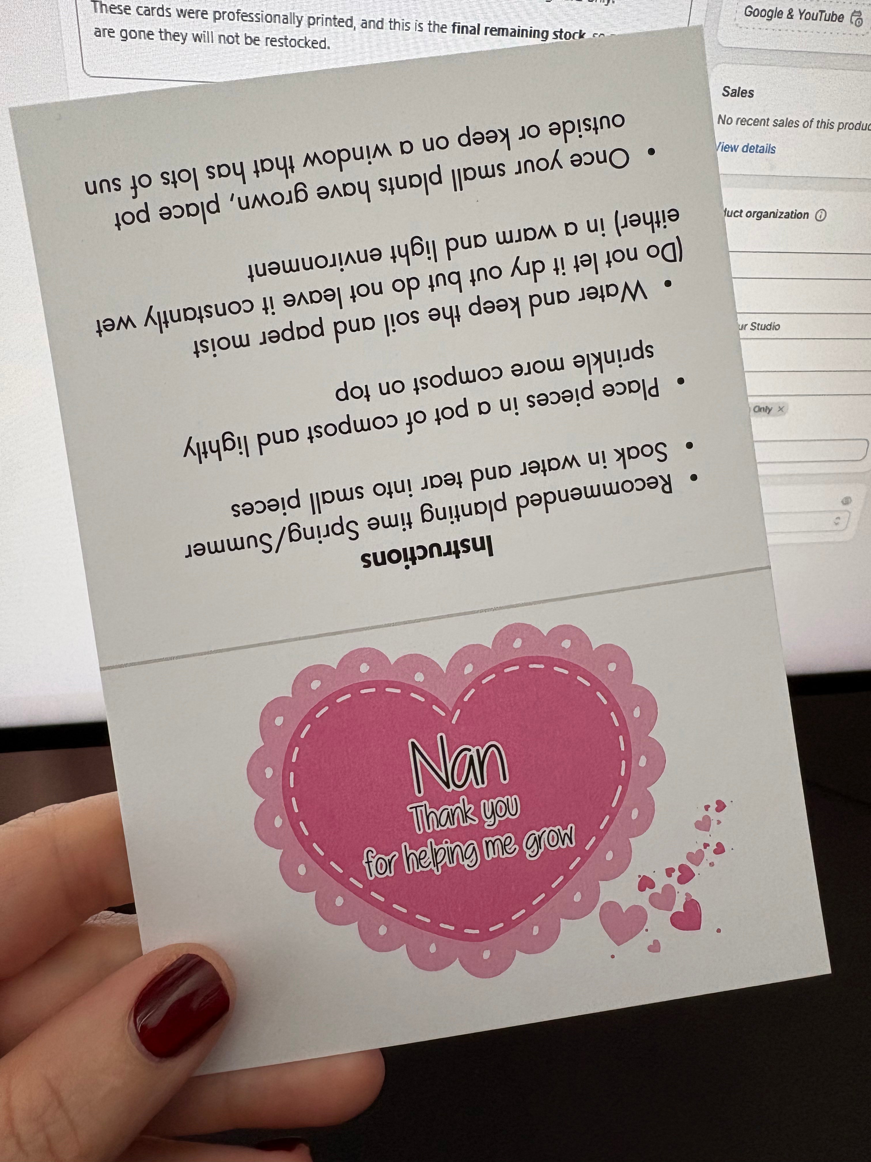 A6 Plantable NAN - BACKING CARD ONLY