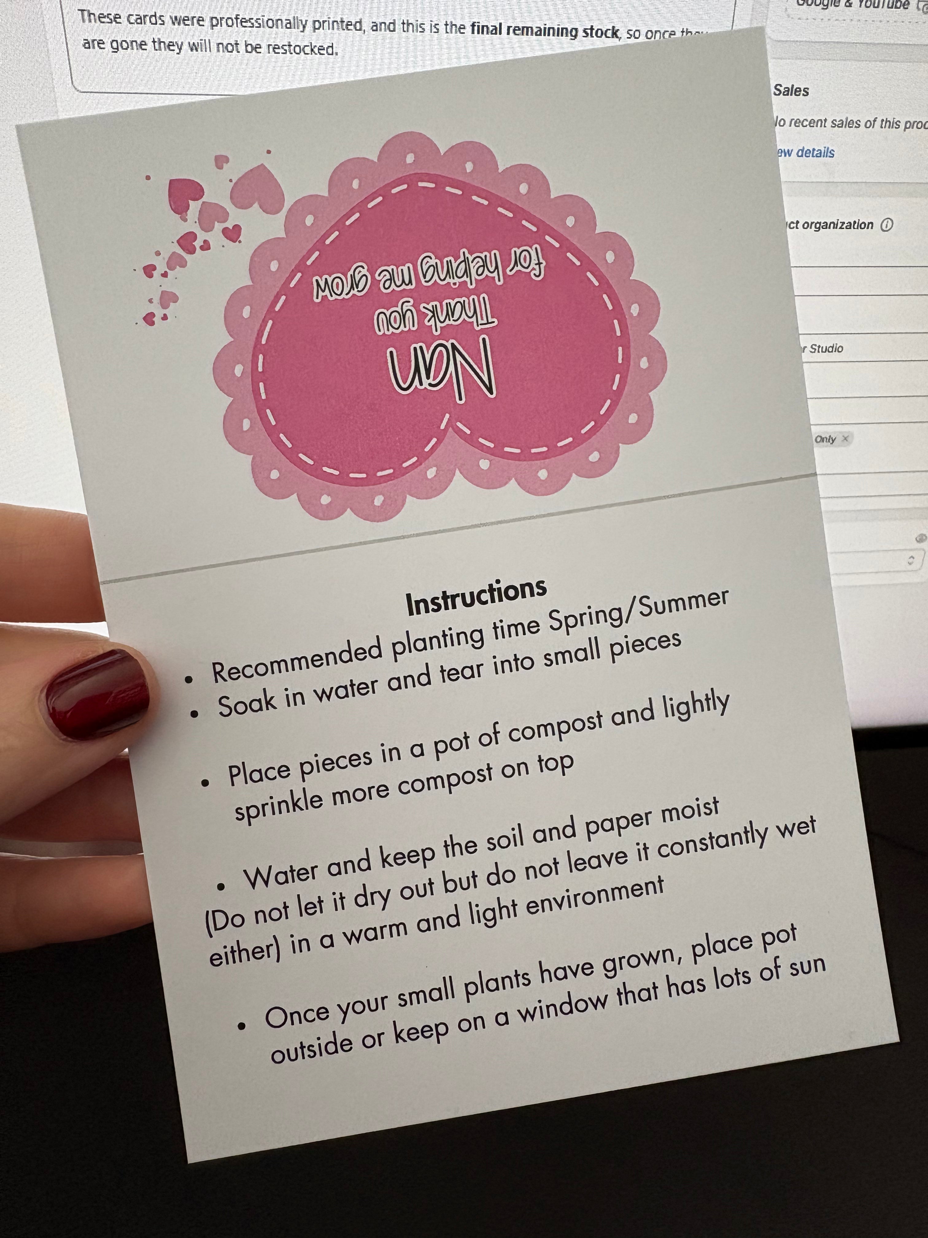 A6 Plantable NAN - BACKING CARD ONLY