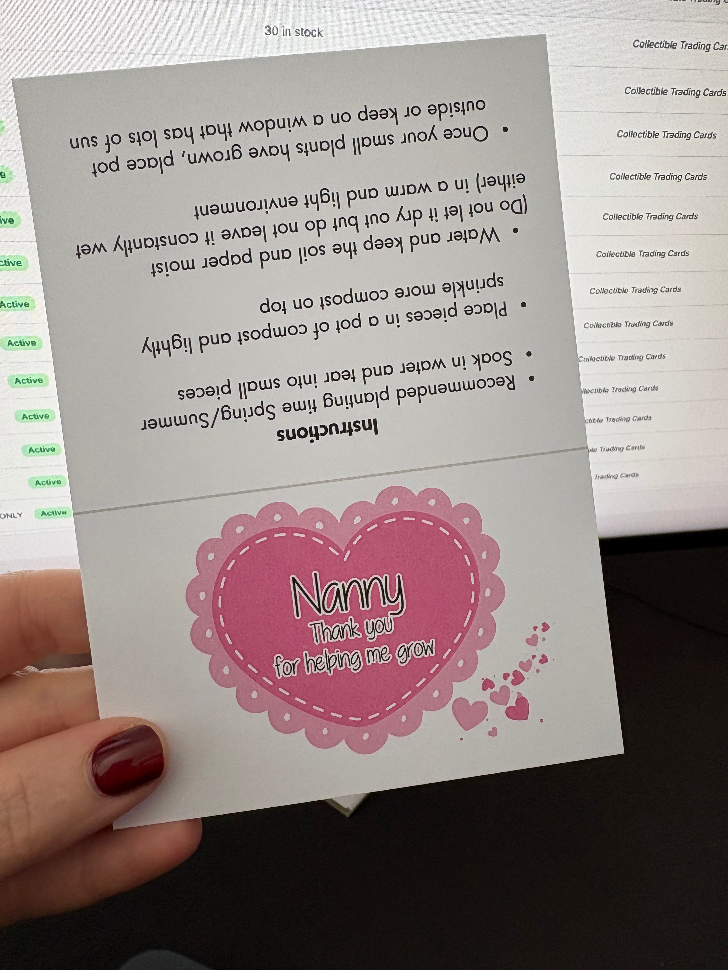 A6 Plantable NANNY - BACKING CARD ONLY