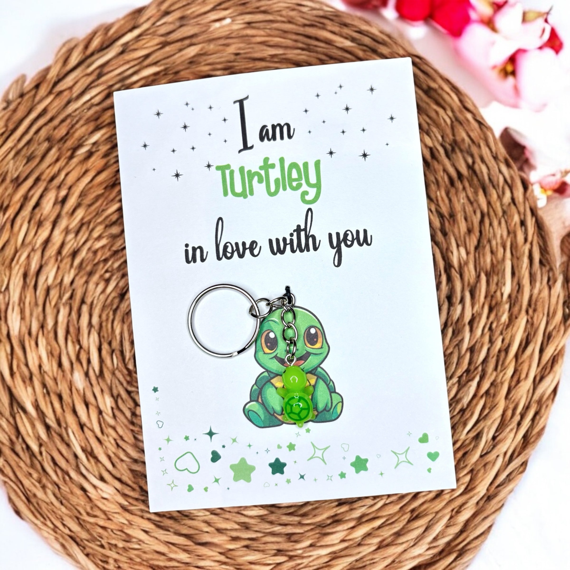 10 x Turtley Love You - Turtle Keyrings - A6