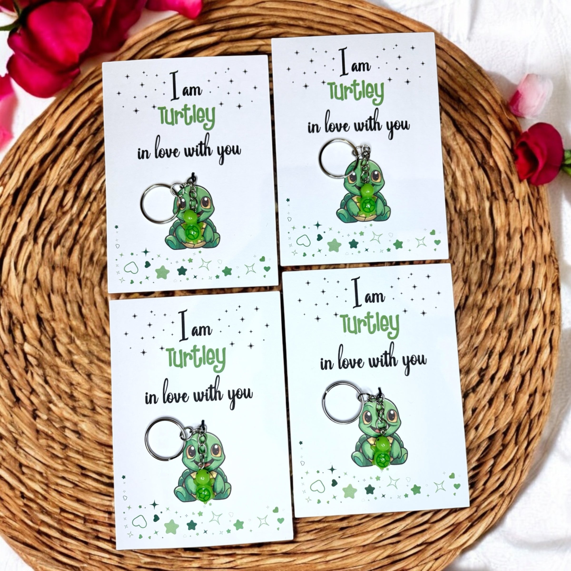 10 x Turtley Love You - Turtle Keyrings - A6