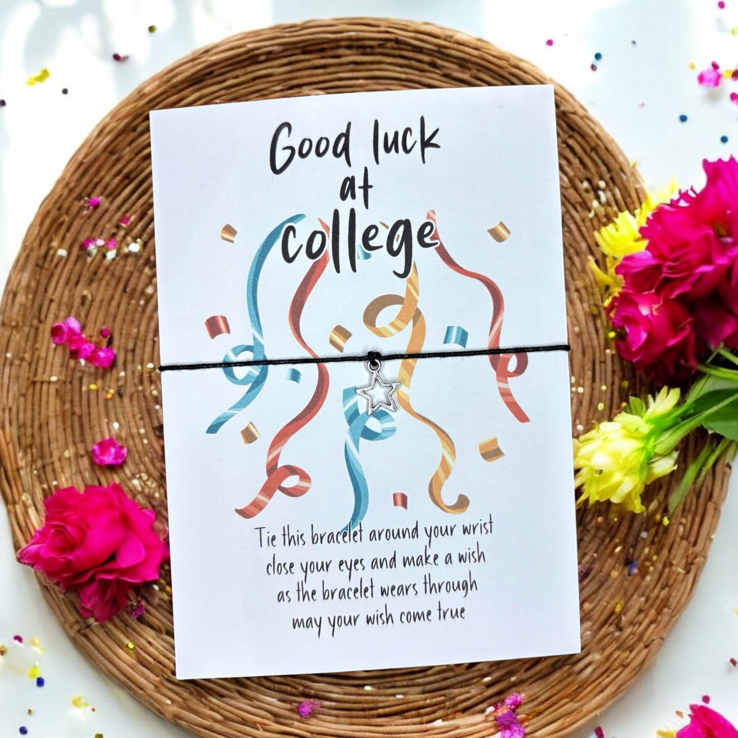 10 x 'Good luck at College' Bracelets - A6