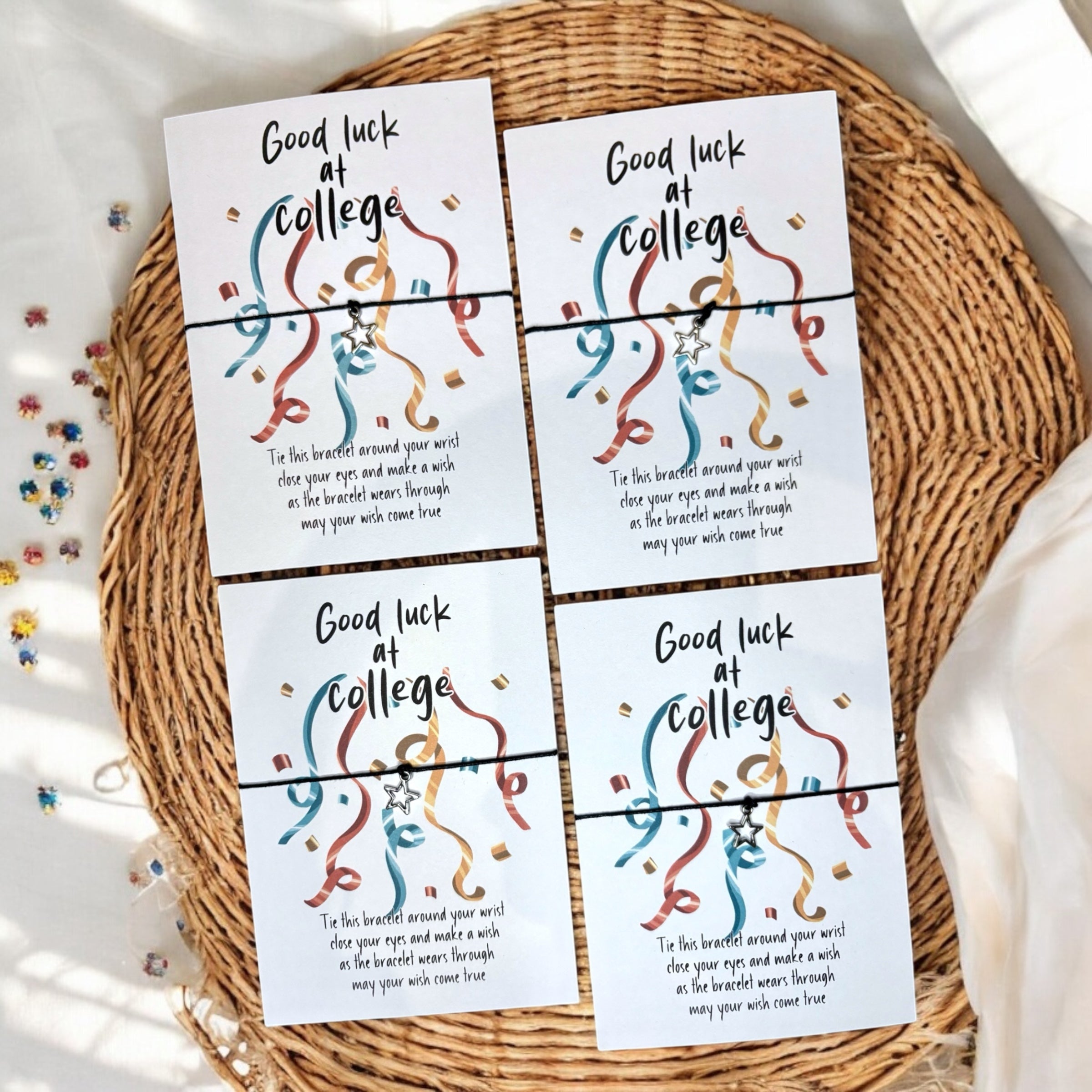 10 x 'Good luck at College' Bracelets - A6