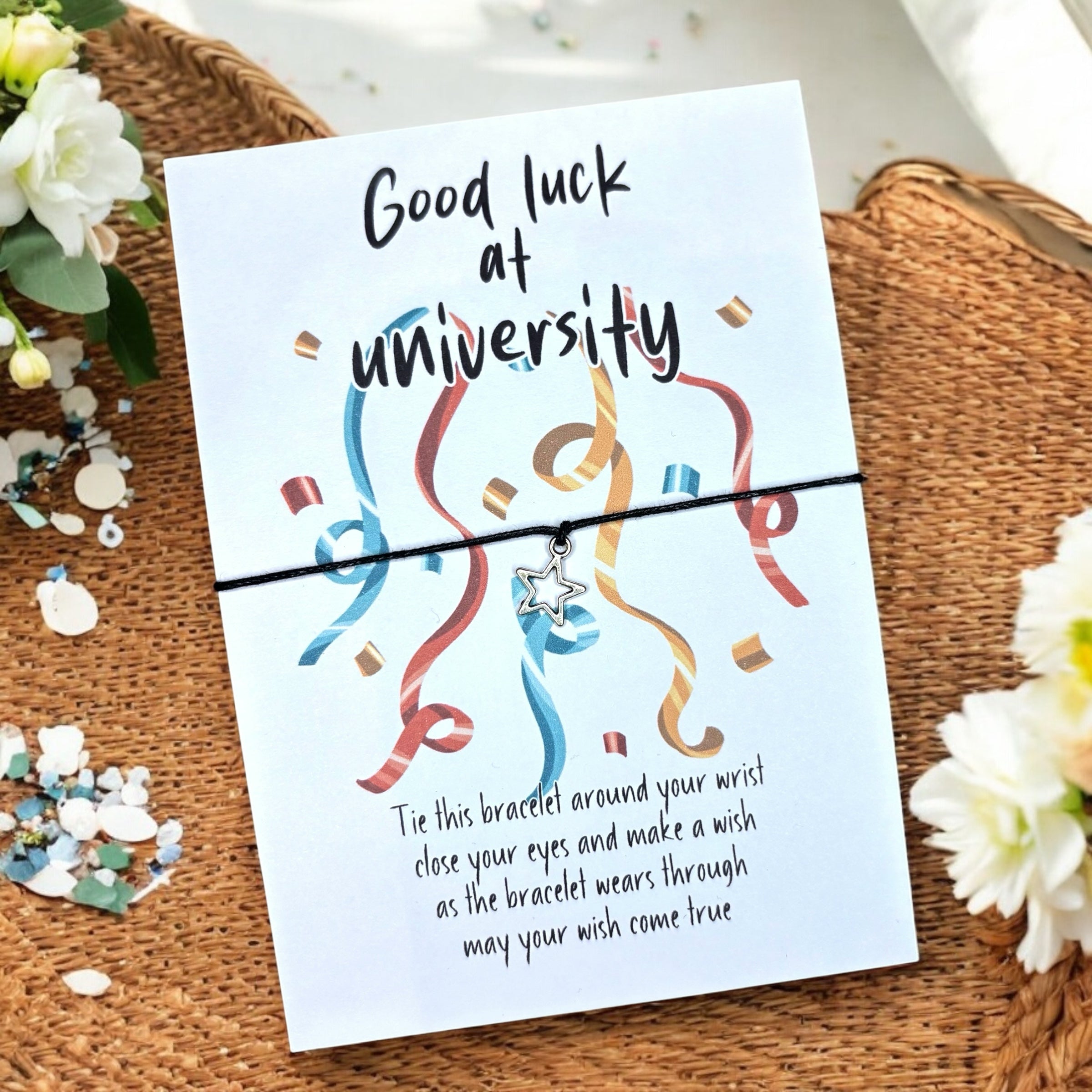 10 x 'Good luck at University' Bracelets - A6