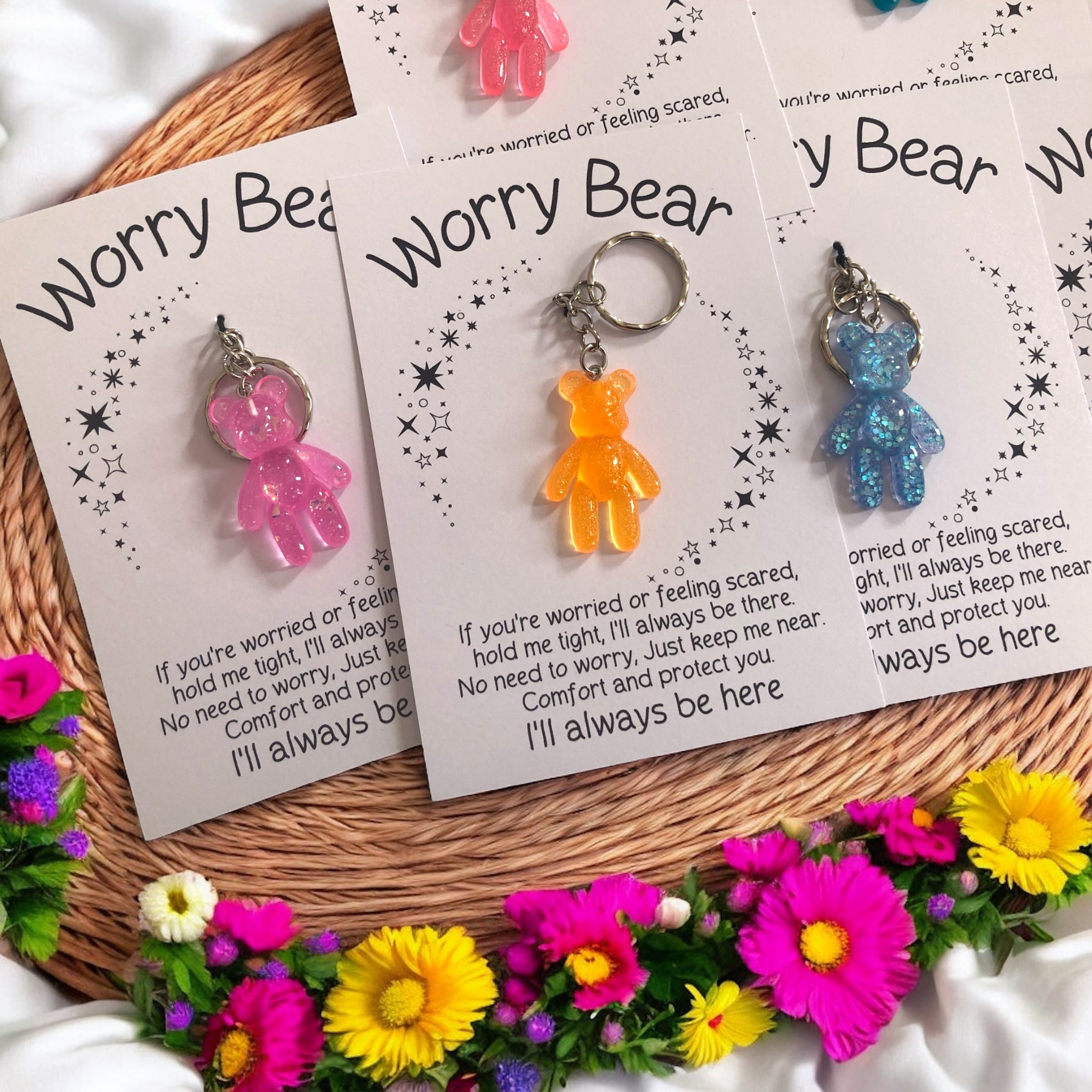 5 x Worry Bear Keyring