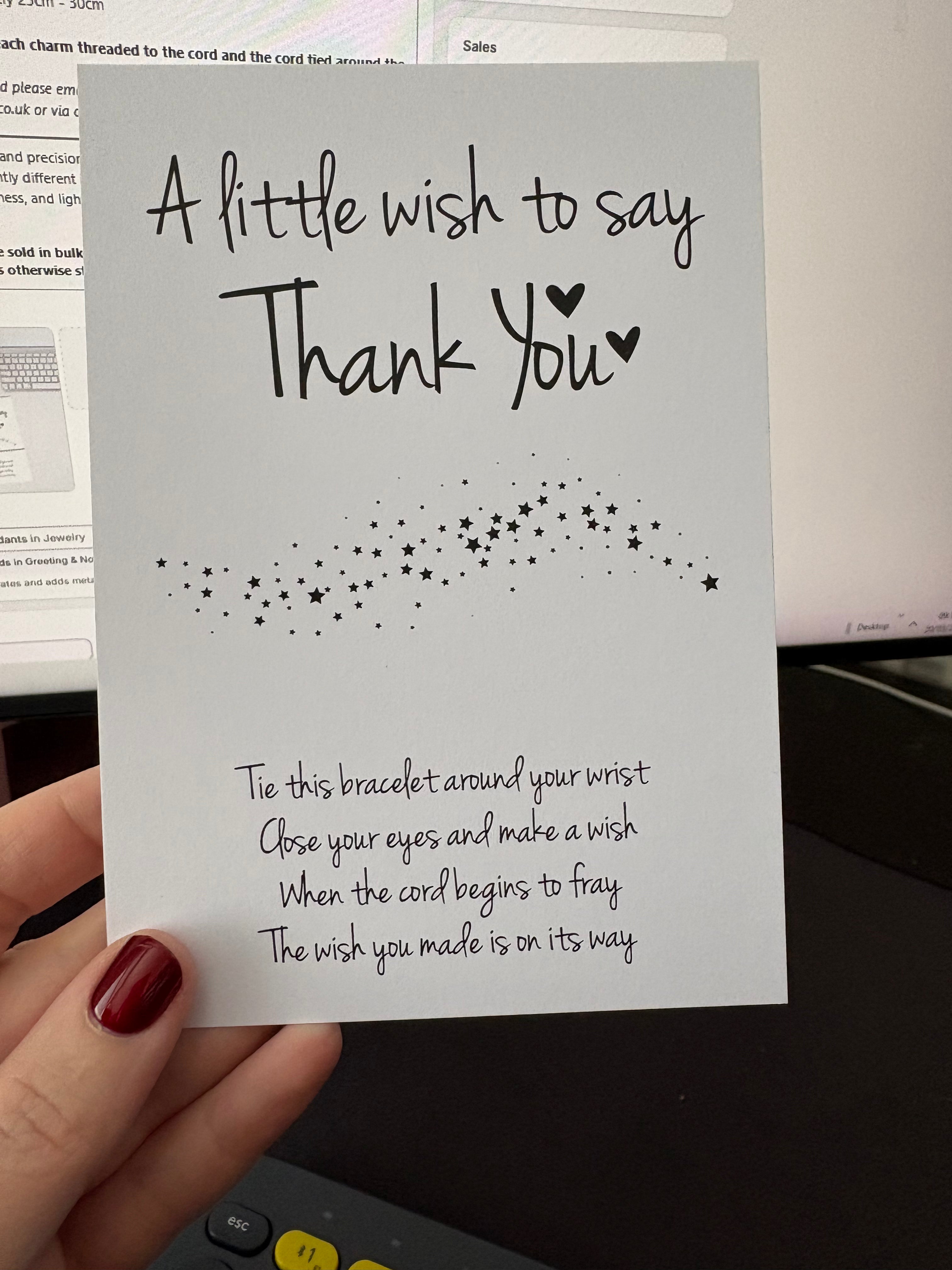 A6 Little Wish - Thank You - BACKING CARD ONLY