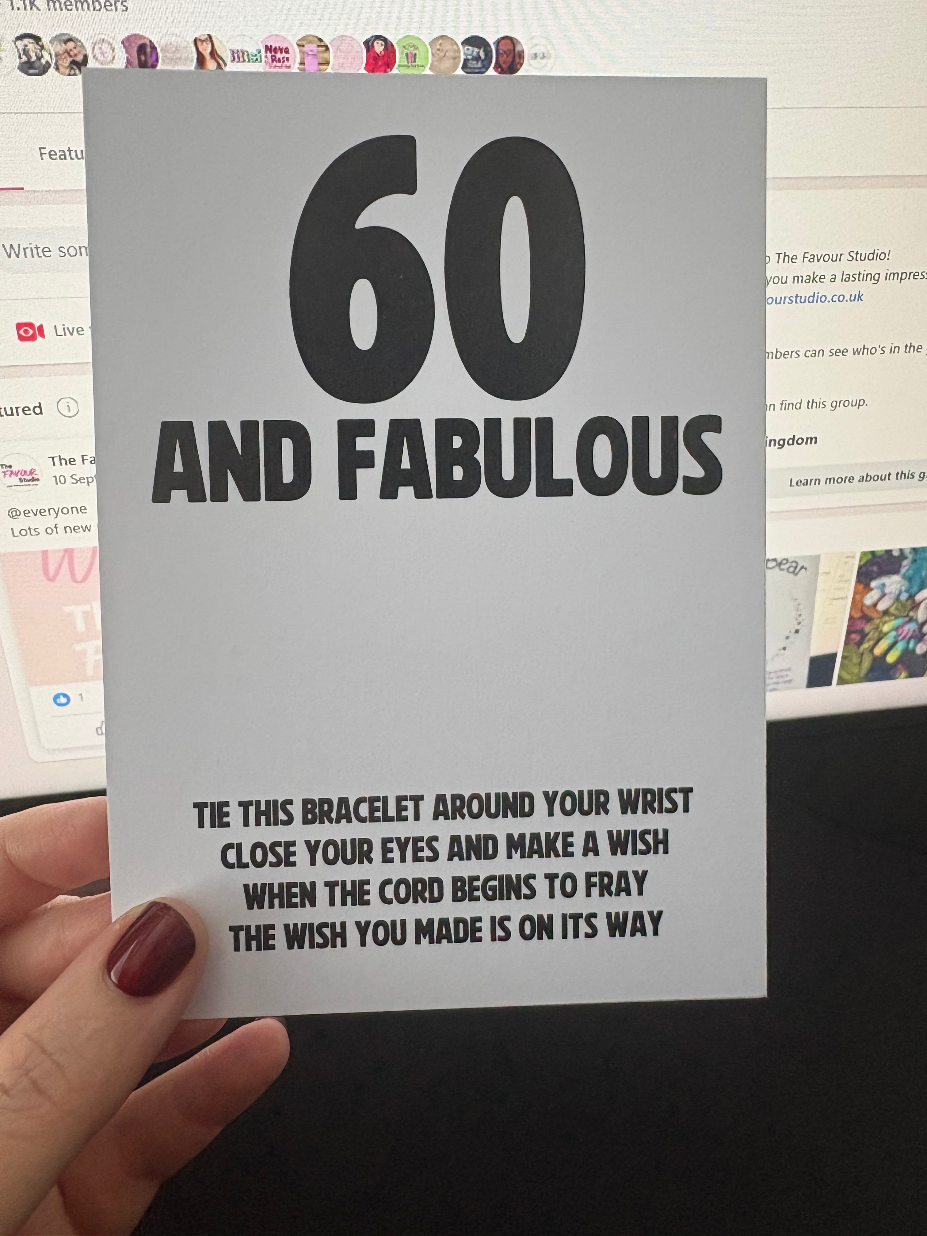 A6 60 and fabulous - BACKING CARD ONLY