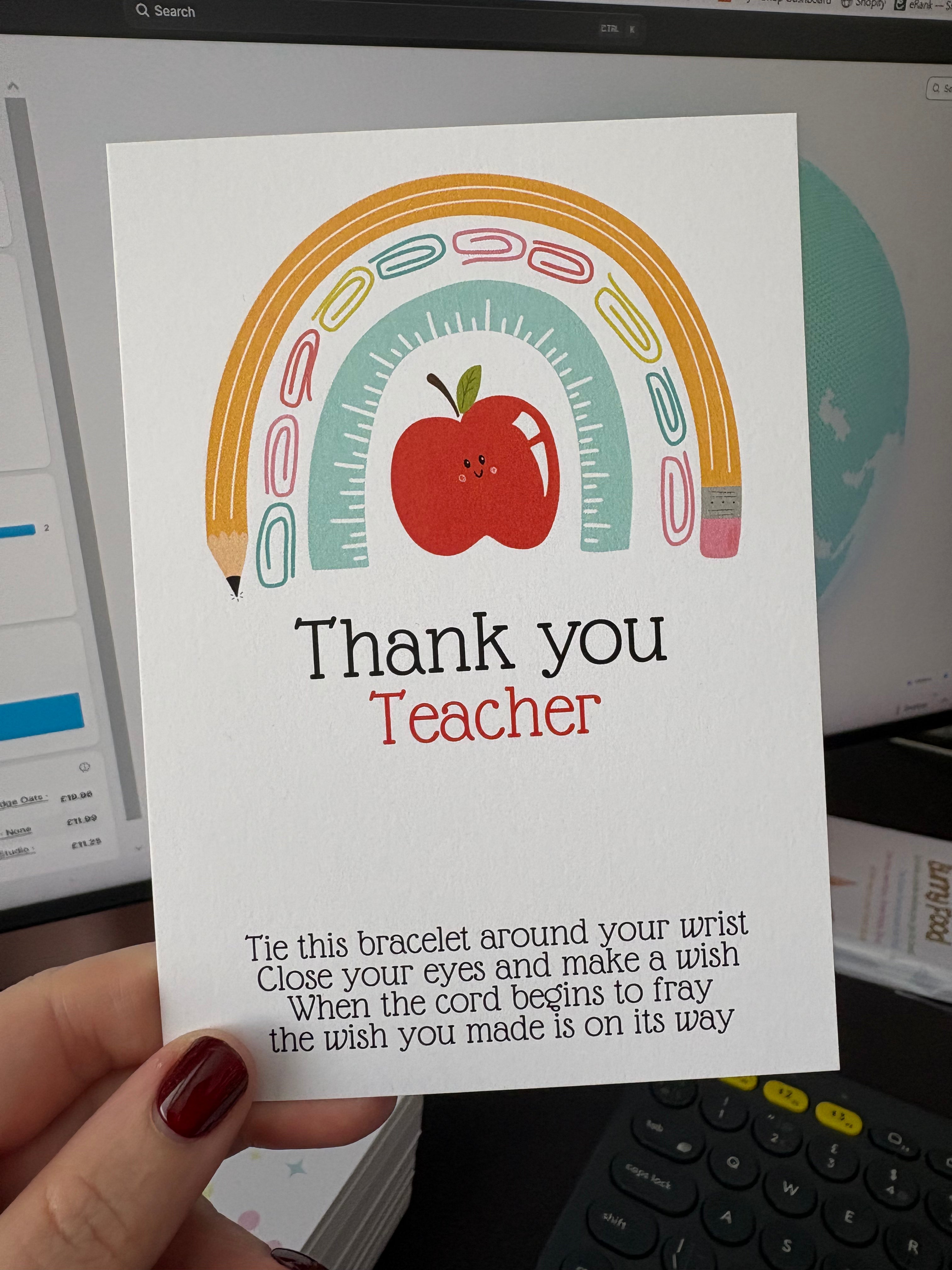 A6 Thank You Teacher - BACKING CARD ONLY
