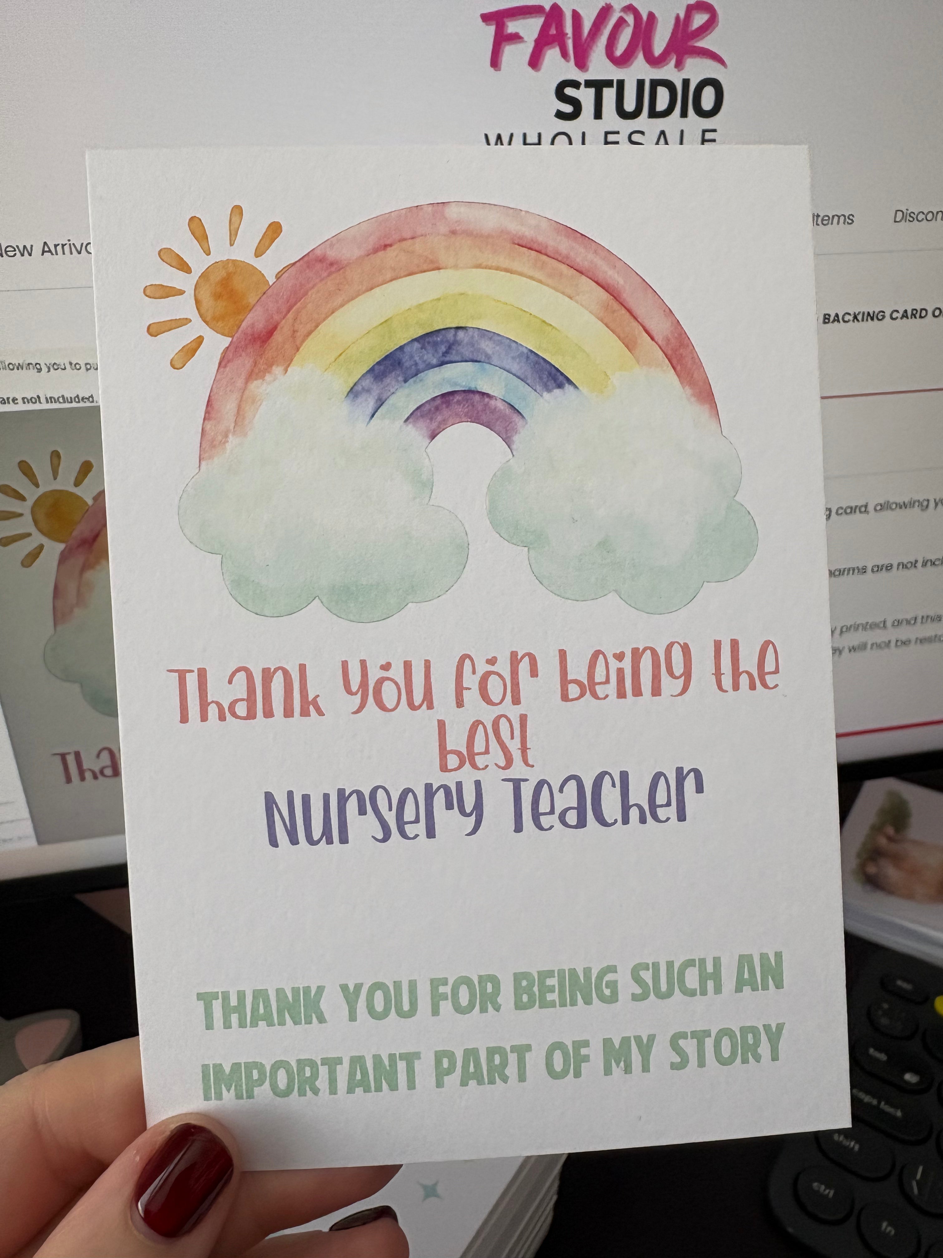 A6 The Best Nursery Teacher - BACKING CARD ONLY