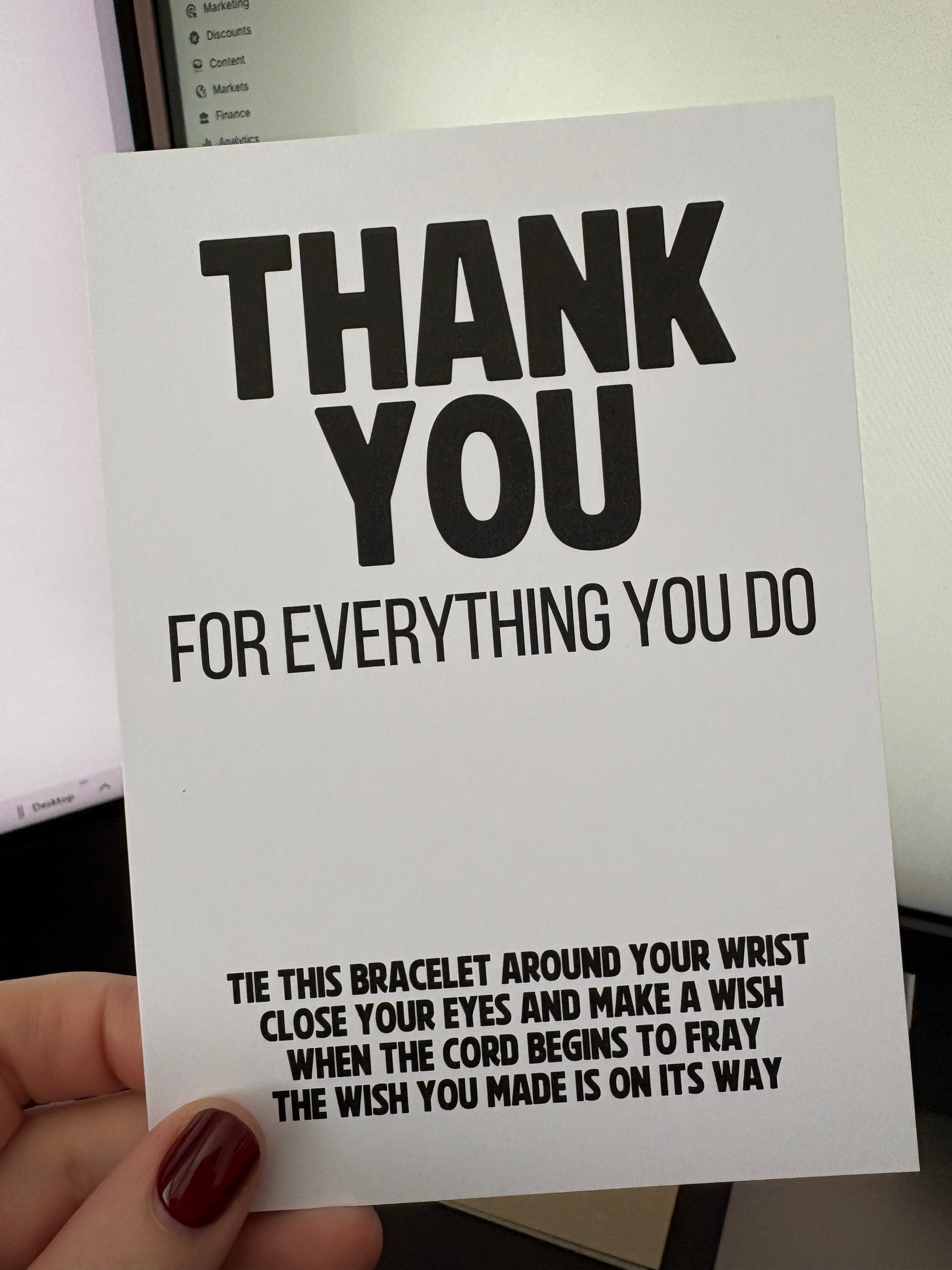 A6 Thank you - Everything you do - BACKING CARD ONLY