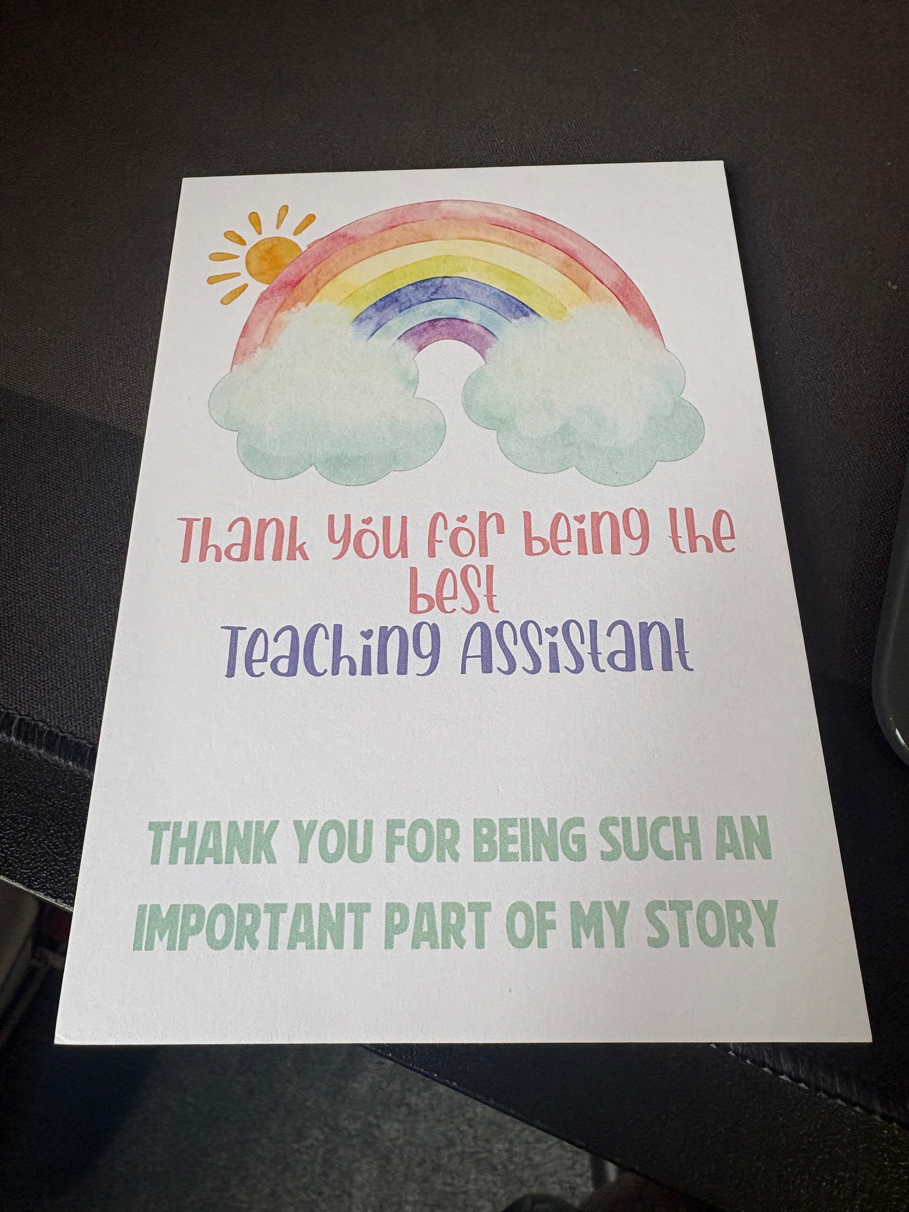 17 x A6 The Best Teaching Assistant - BACKING CARD ONLY