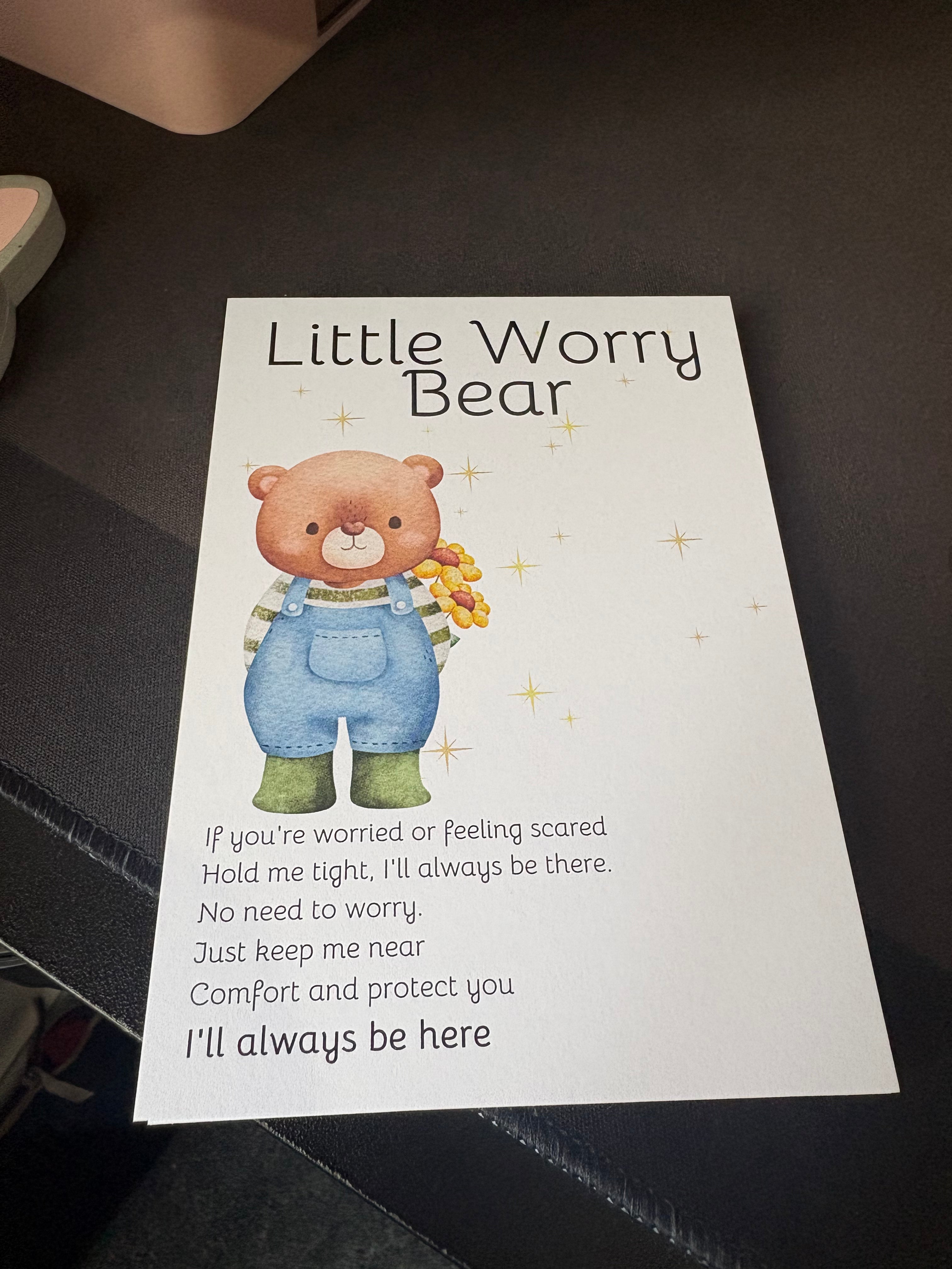 35 x A6 Little Worry Bear BOY - BACKING CARD ONLY