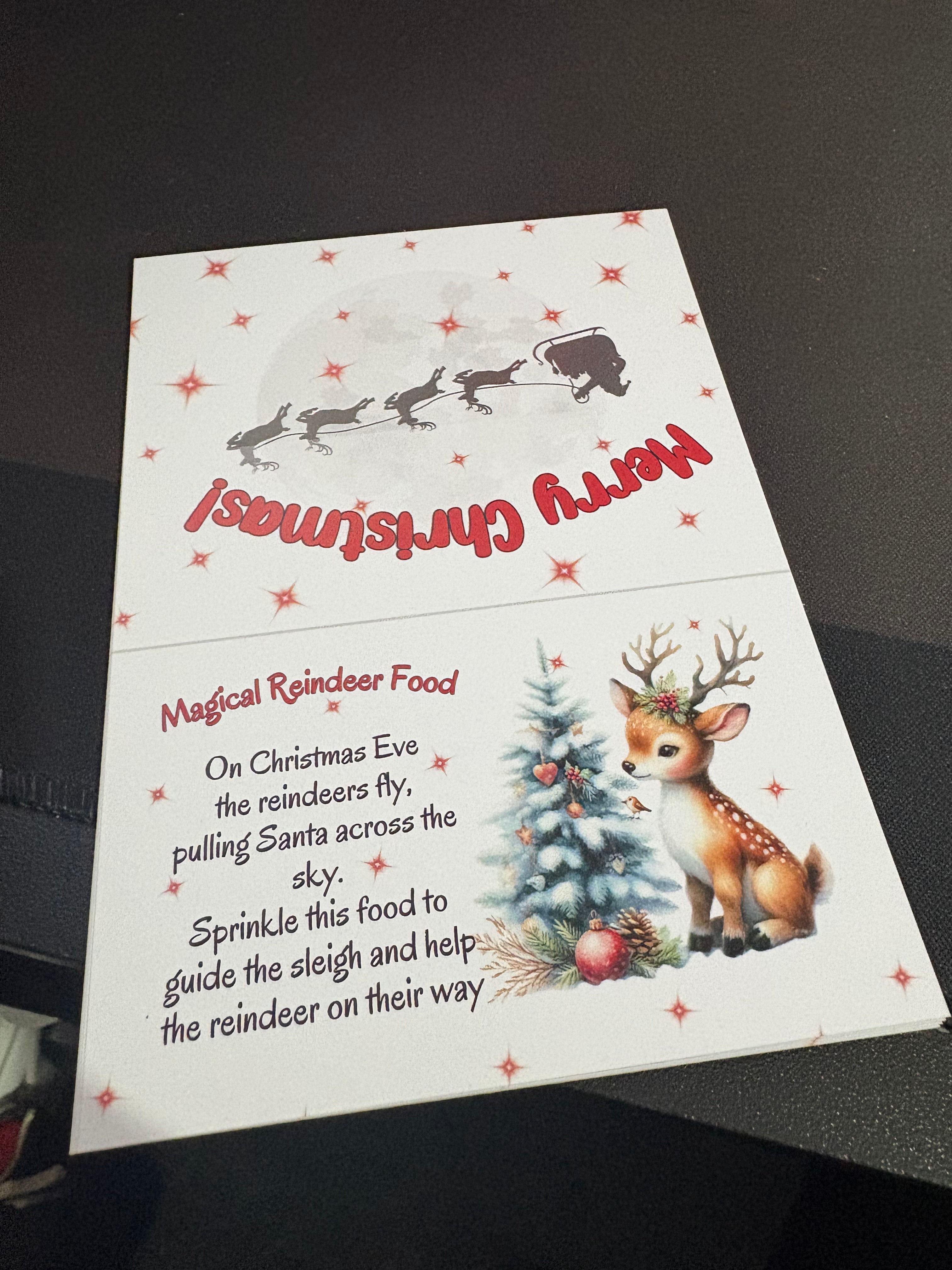 12 x A6 Magical Reindeer Food - BACKING CARD ONLY