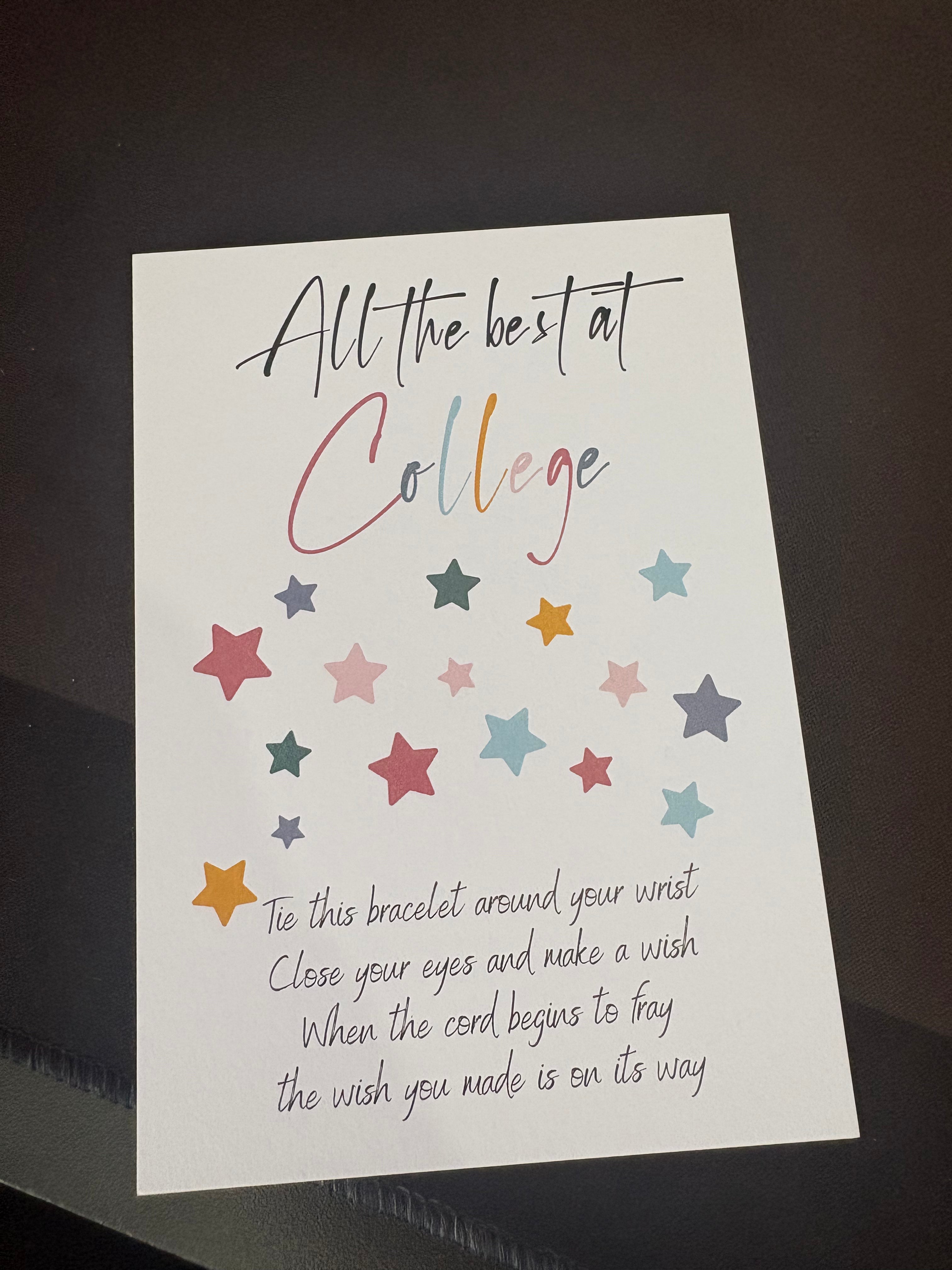 34 x A6 All the best at College - BACKING CARD ONLY