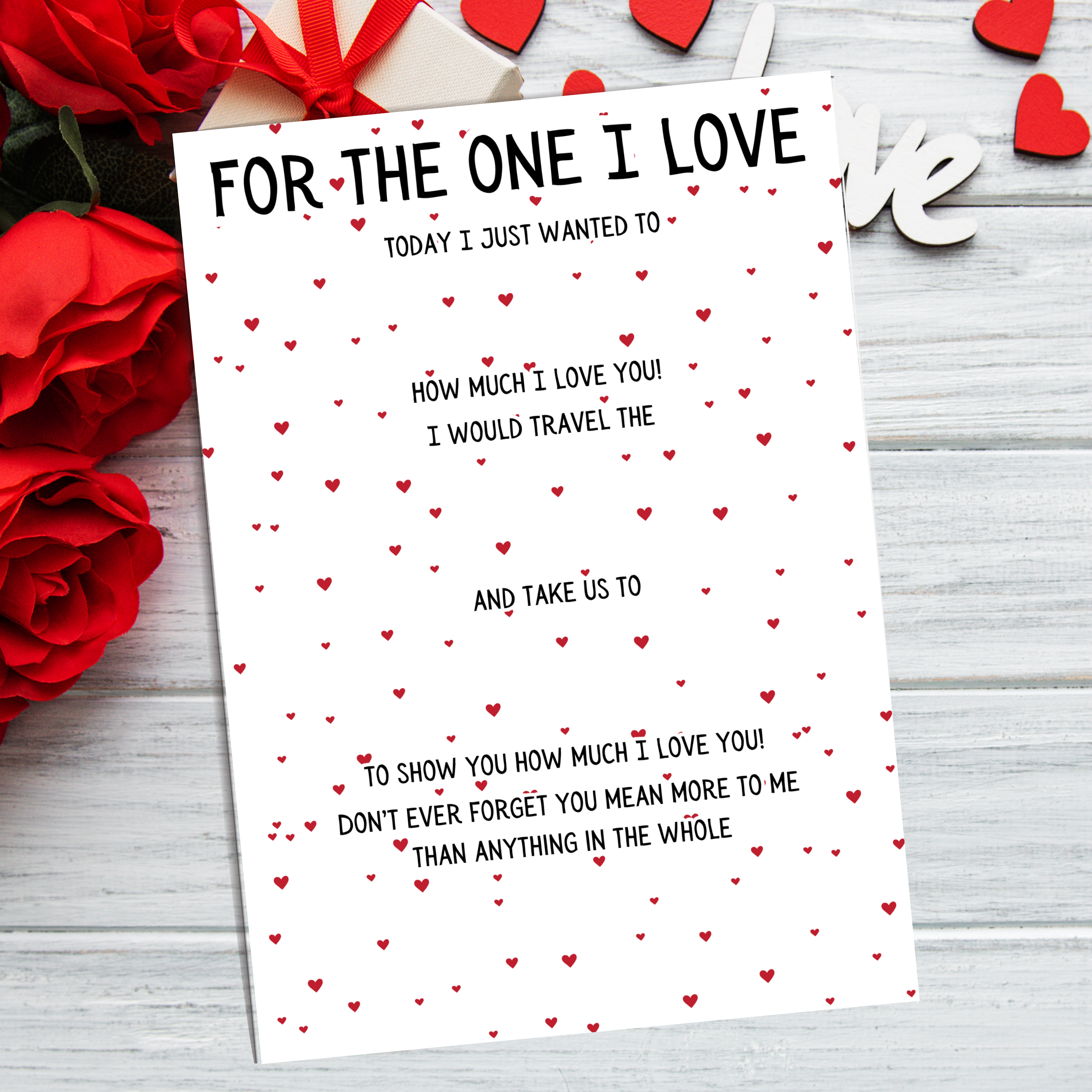 10 x 'For The One I Love - Small Red Hearts' - A4 Print