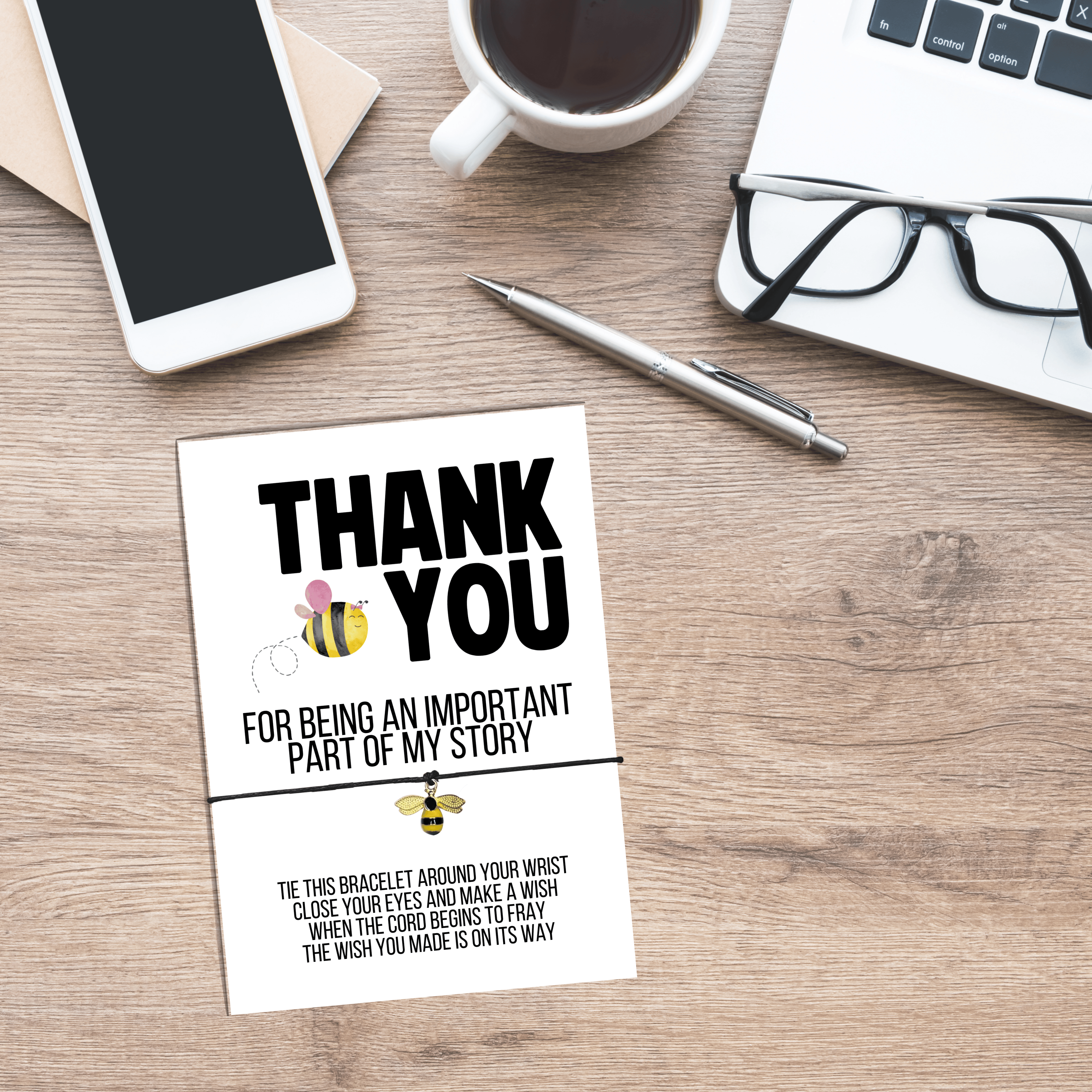 10 x 'Thank You - Part Of My Story' Wish Bracelets - A6