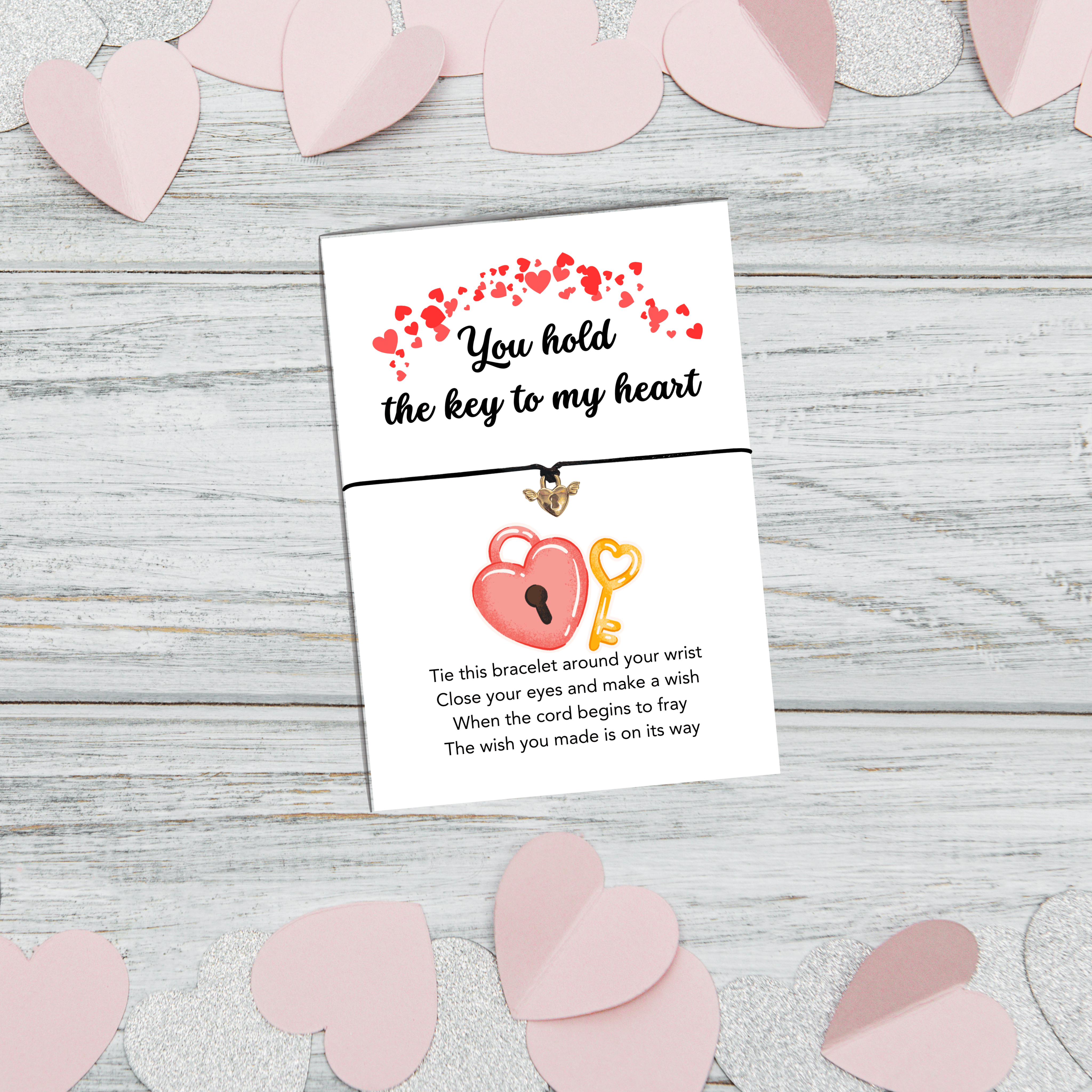 10 x 'You Hold The Key To My Heart' Wish Bracelets - A6