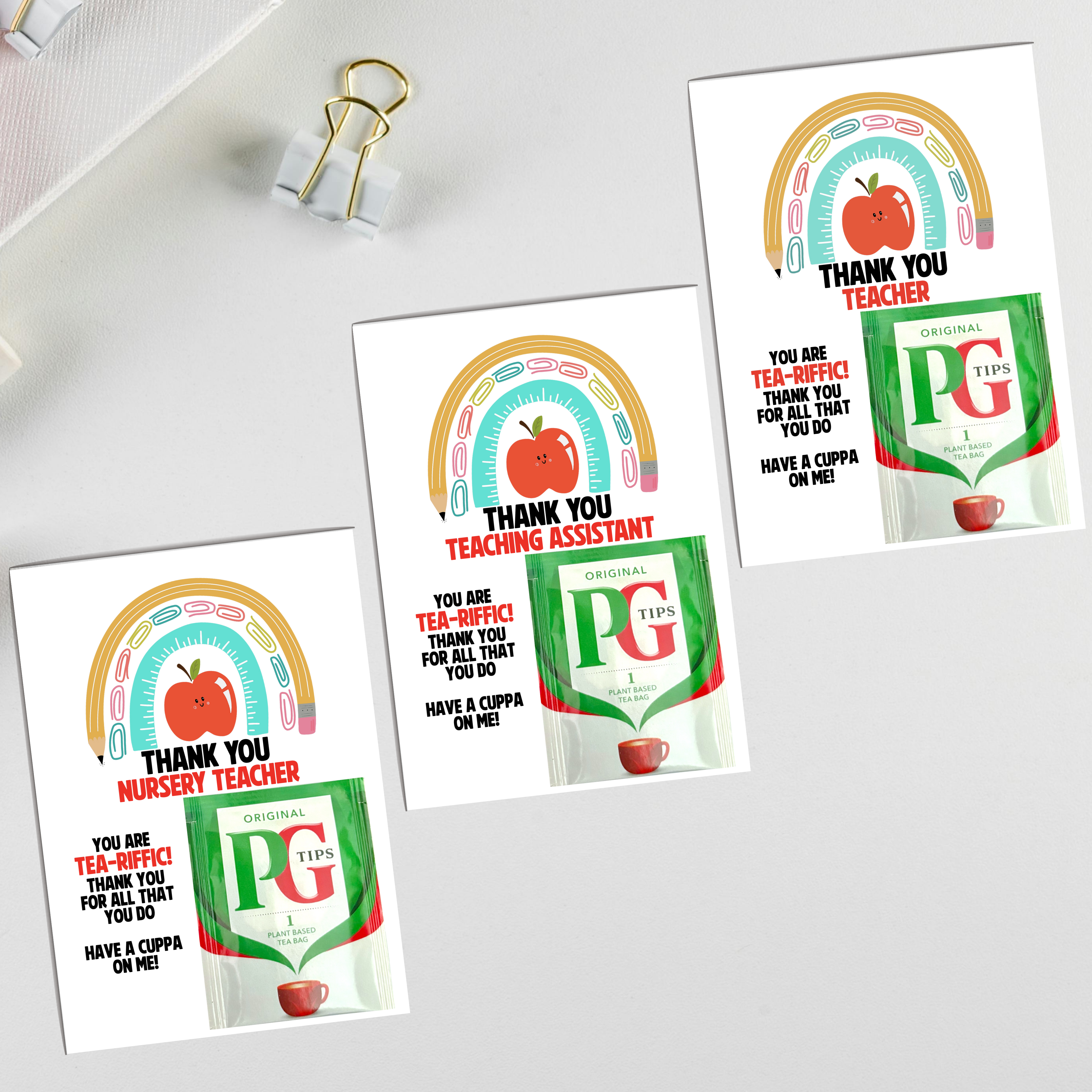 10 x 'Tea-Riffic! - Teaching - Tea Bag Gift - A6